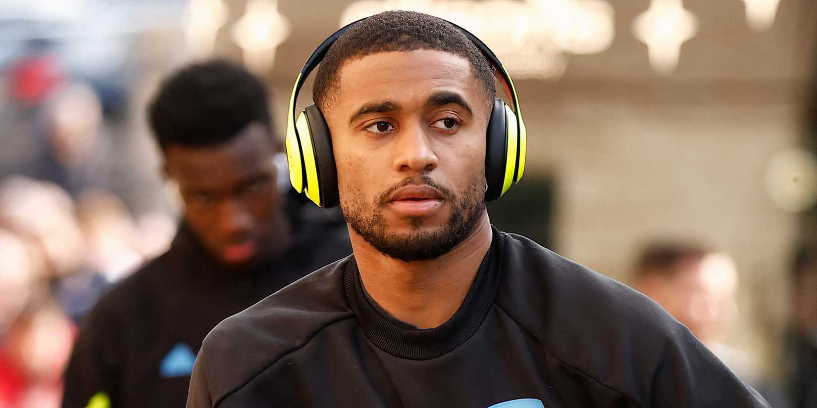 Reiss Nelson after getting off the Arsenal team coach