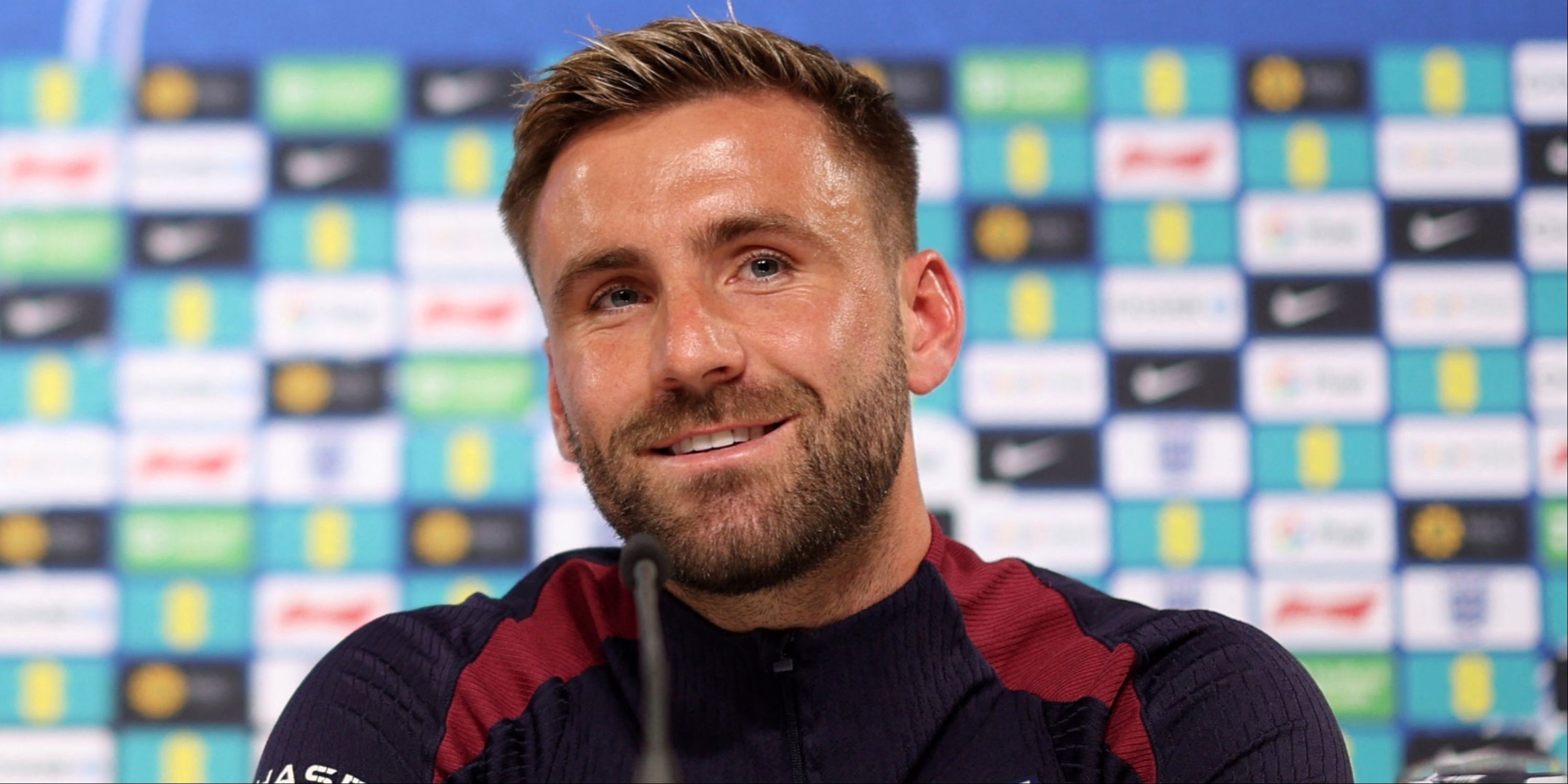 Luke Shaw in an England press conference