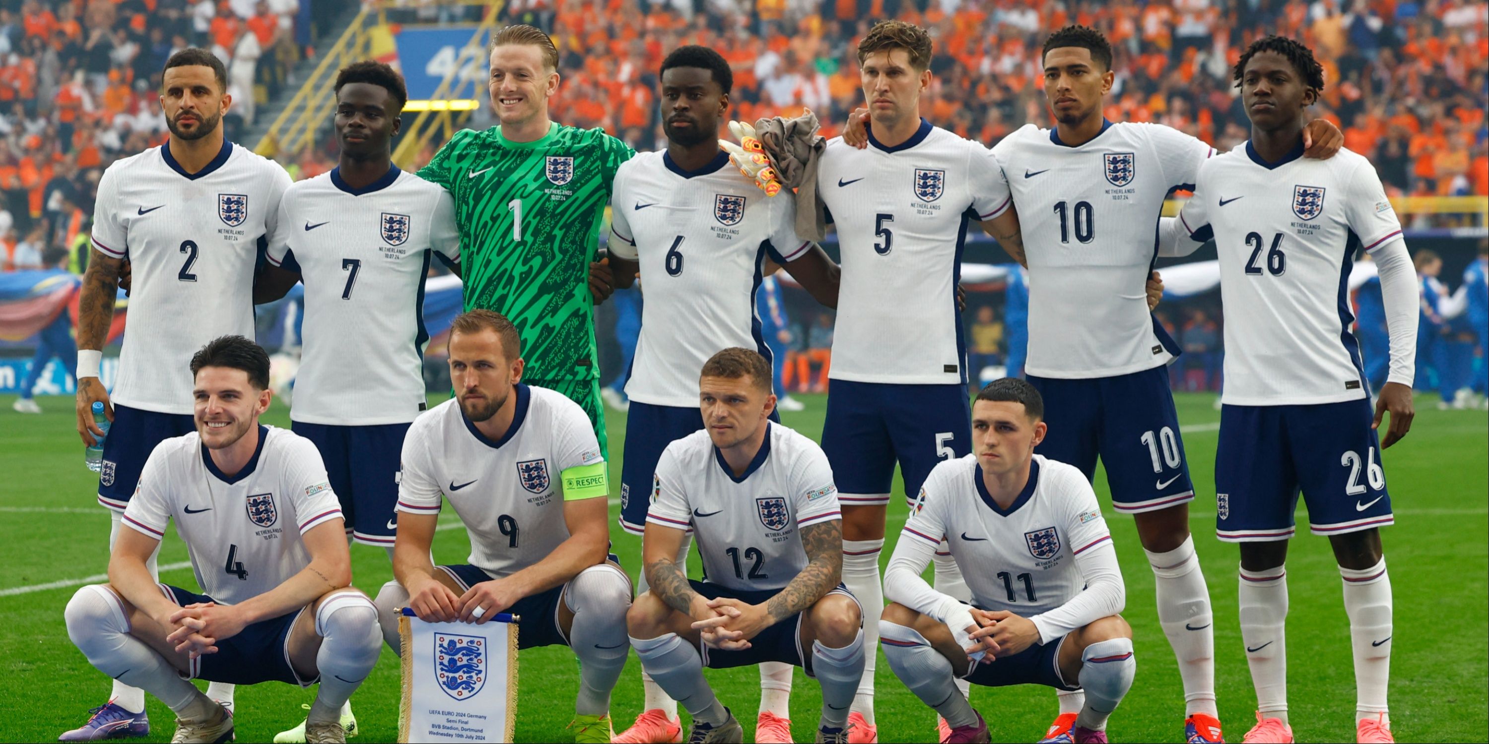 England players line-up ahead of Euro 2024 semi-final