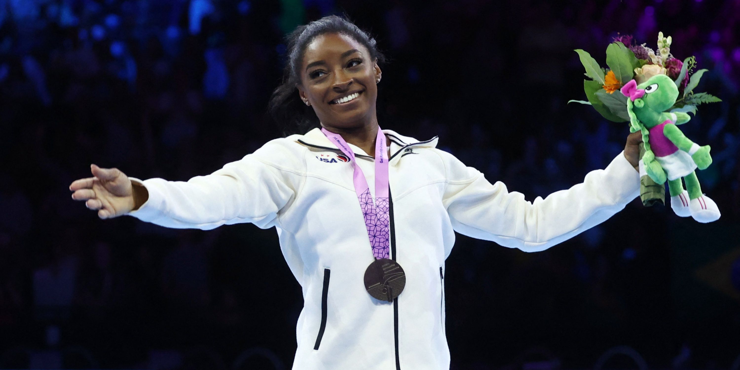 Why Simone Biles wore new 546diamond GOAT necklace alongside her