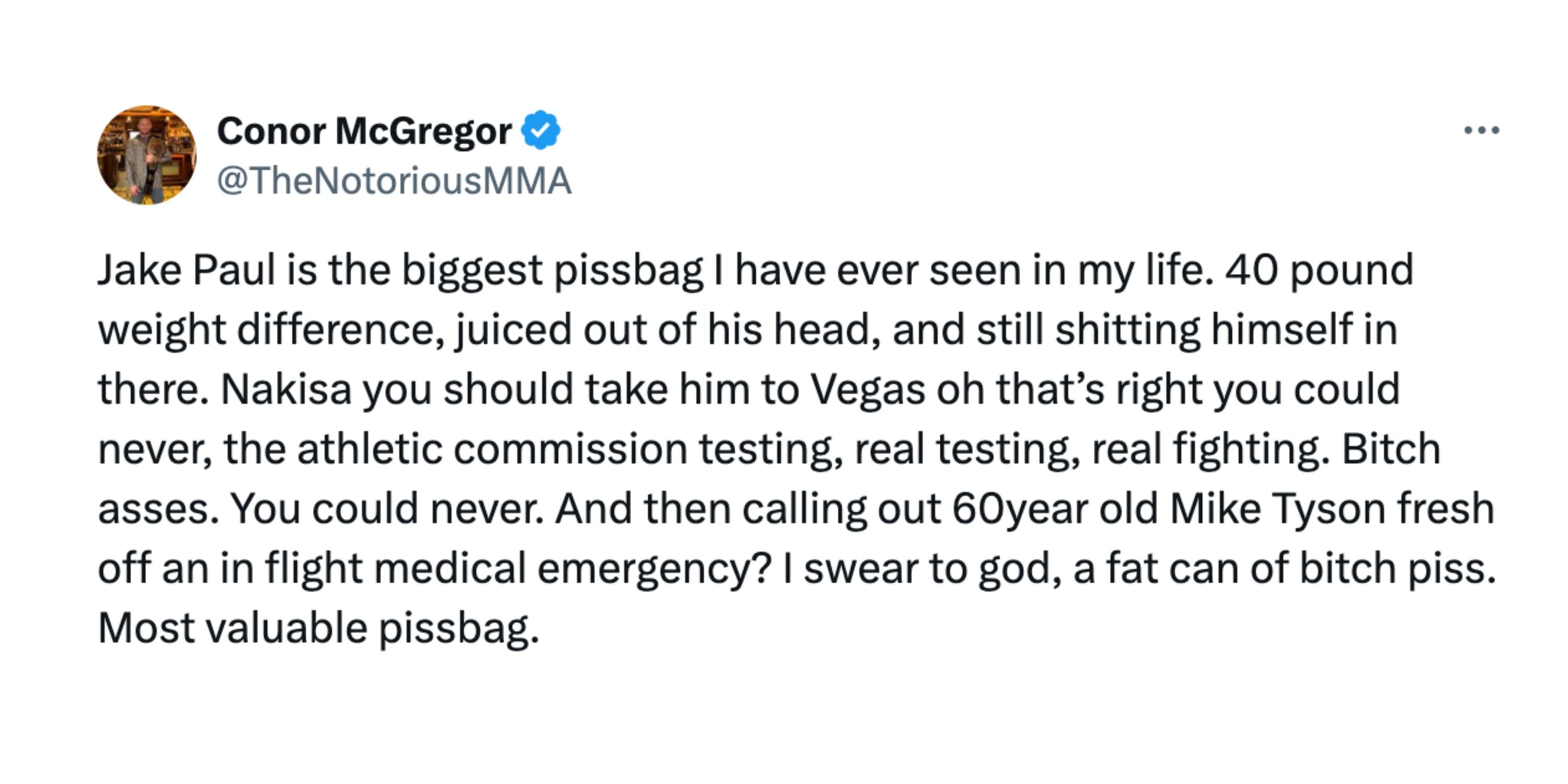 Conor McGregor's Savage Reaction to Jake Paul vs Mike Perry