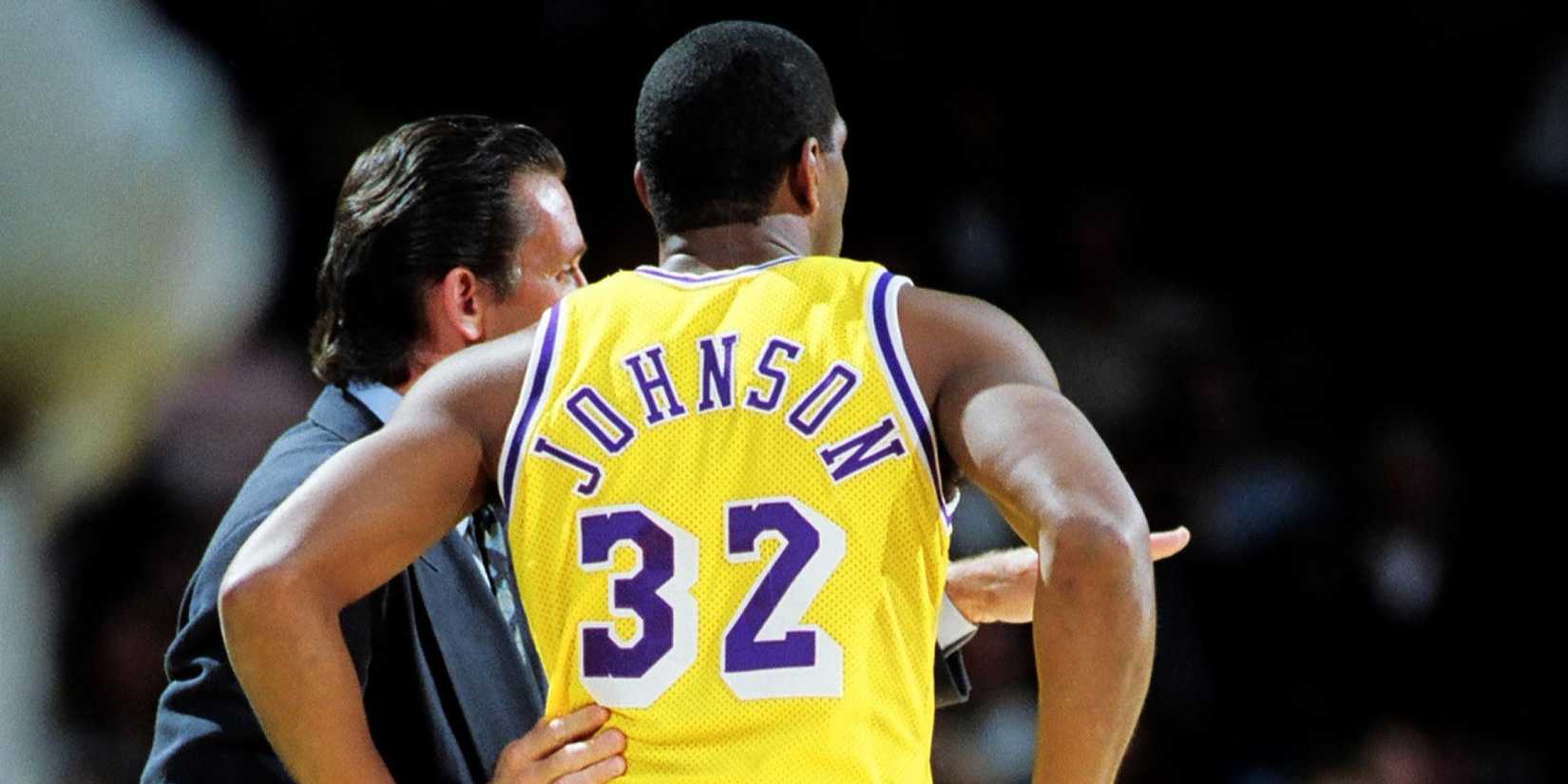 Magic Johnson Pat Riley Los Angeles Lakers