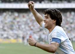 Argentinian forward Diego Maradona celebrates