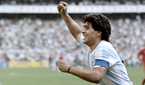 Argentinian forward Diego Maradona celebrates