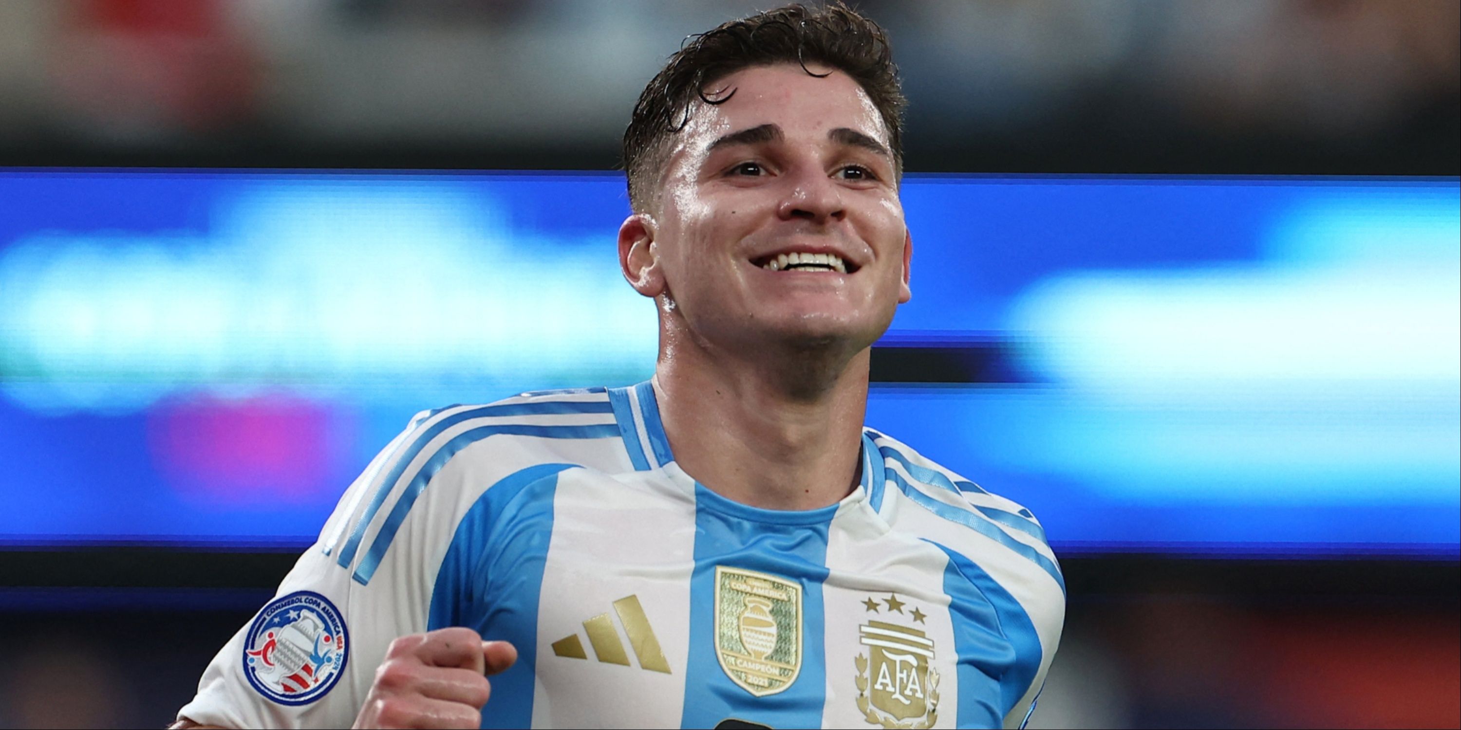 Argentina striker Julian Alvarez celebrating