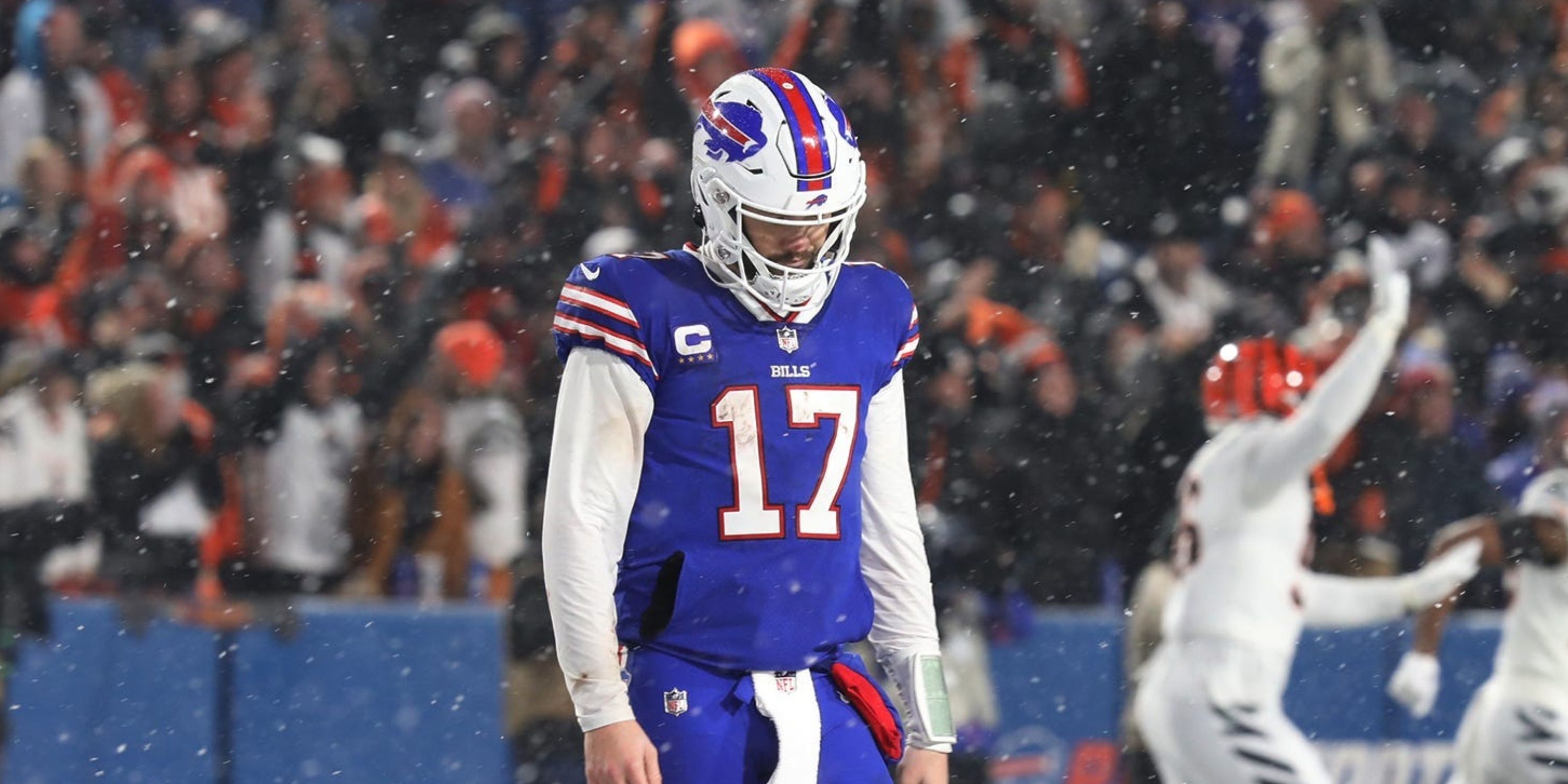 Buffalo Bills QB Josh Allen leaves the field after an interception