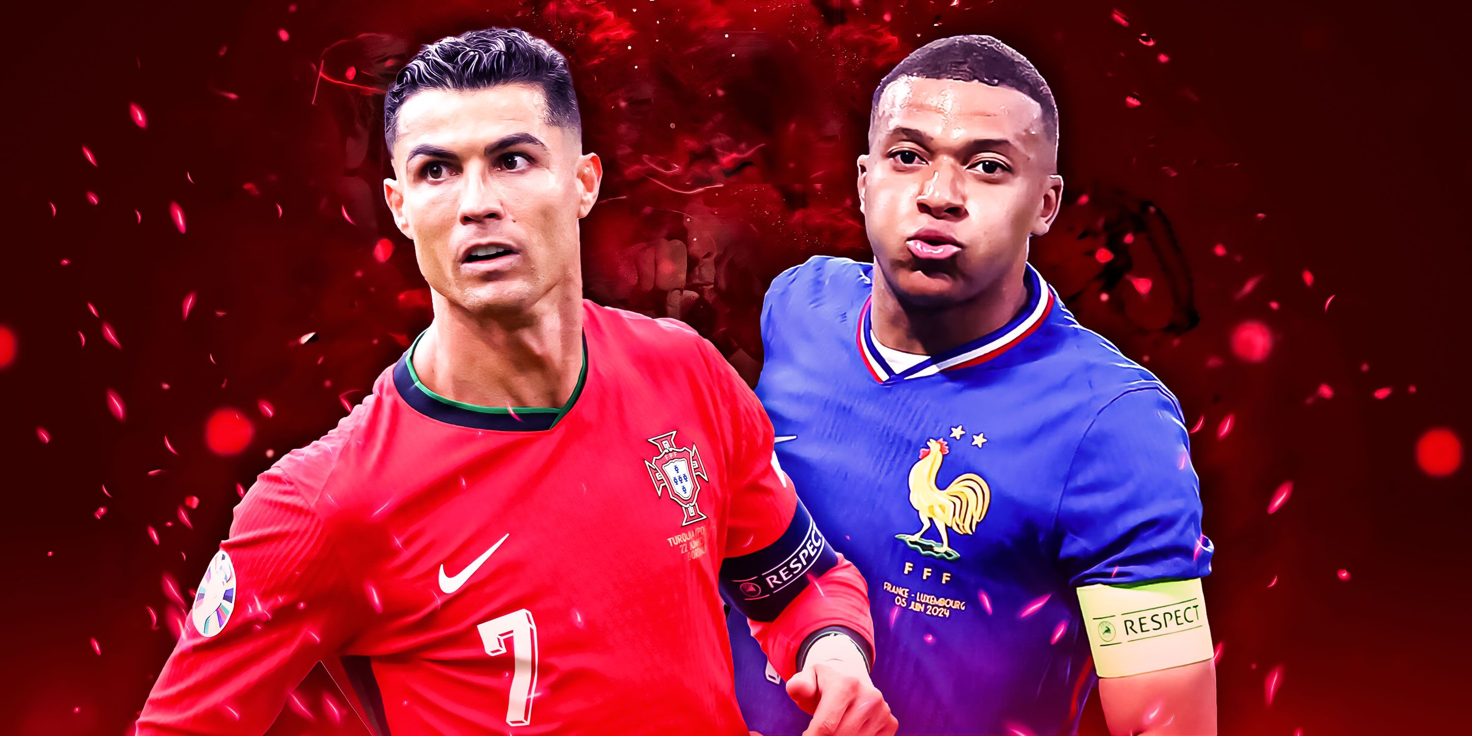 Portugal's Cristiano Ronaldo and France's Kylian Mbappe.