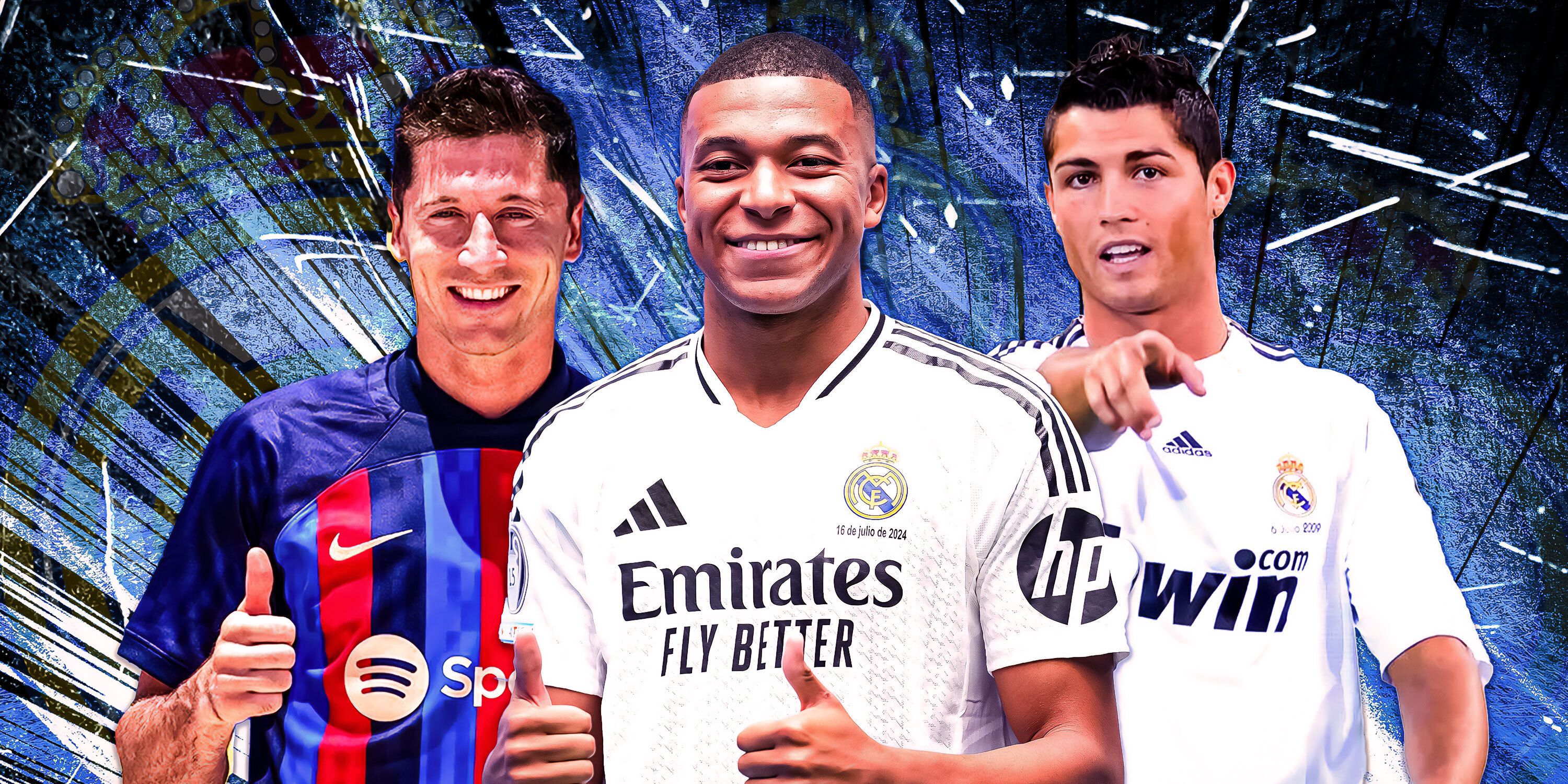 A custom image of Robert Lewandowski, Kylian Mbappe and Cristiano Ronaldo