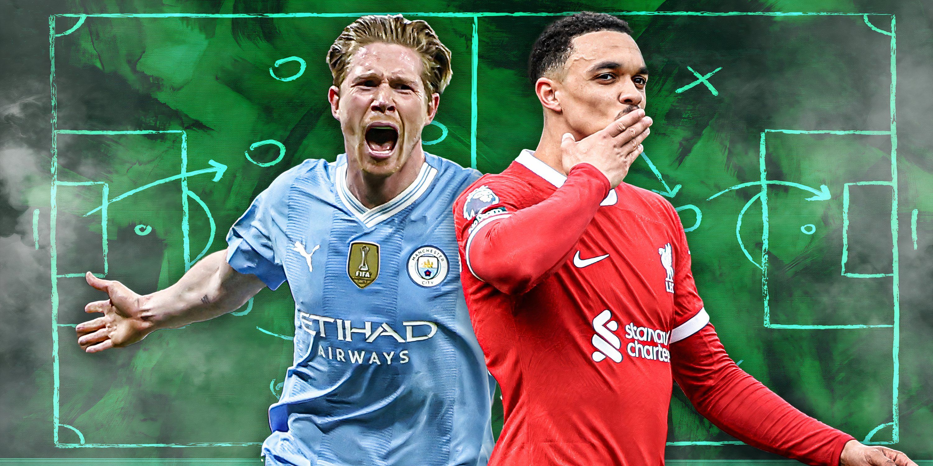 A custom image of Kevin De Bruyne and Trent Alexander-Arnold