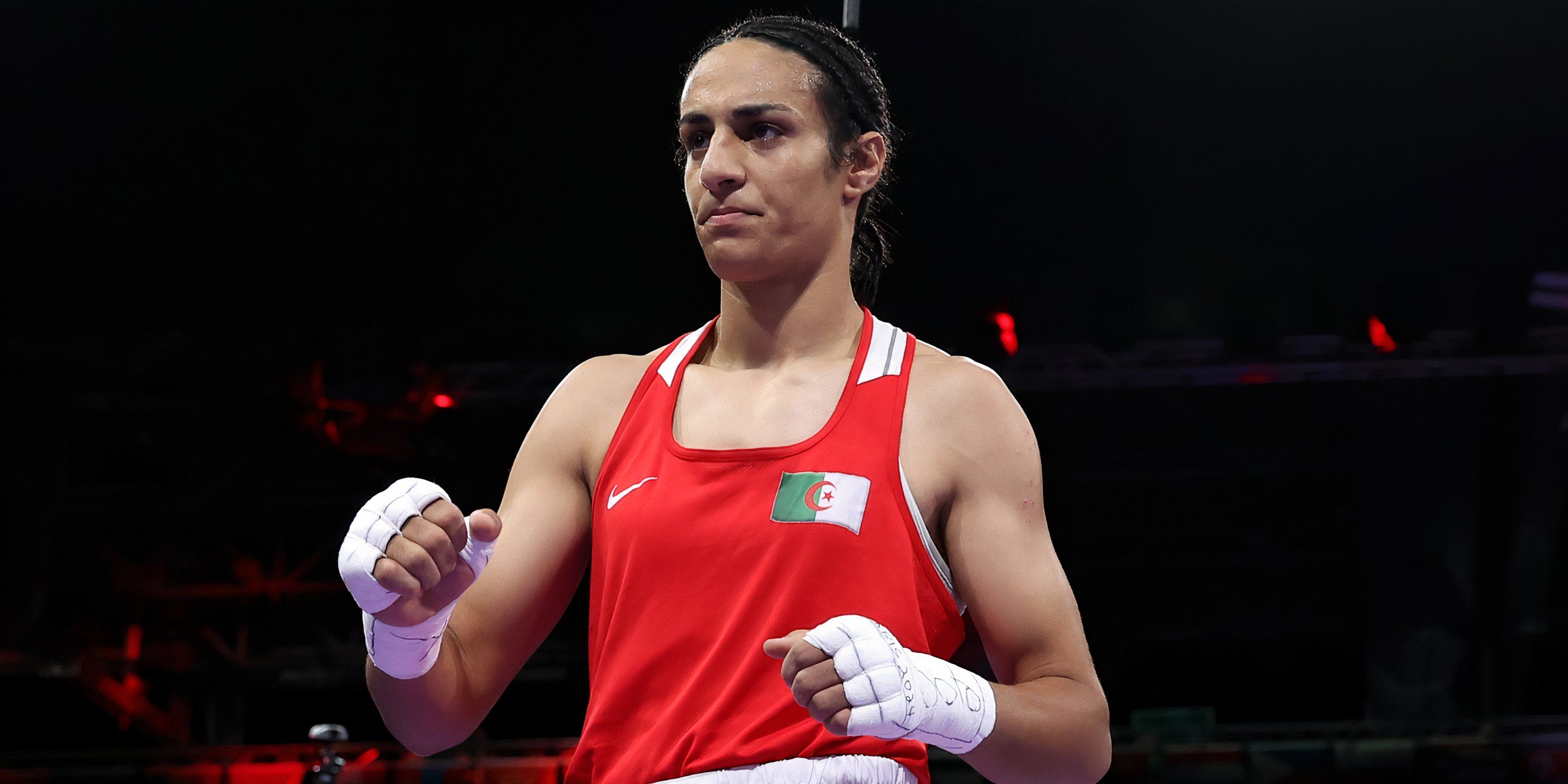 Imane Khelif in action at the Paris Olympics