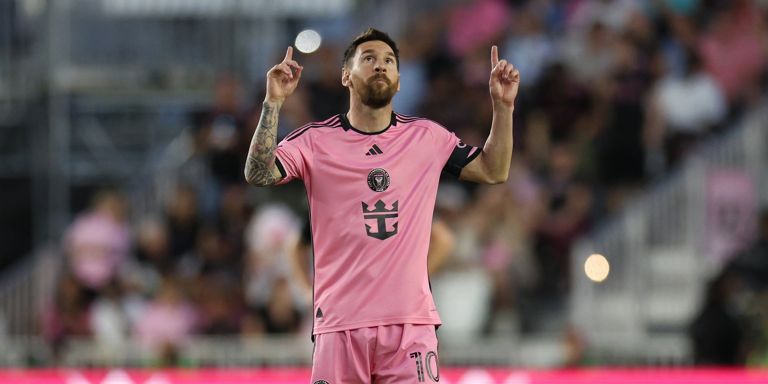 Inter Miami CF forward Lionel Messi (10) celebrates after a goal in the first half against Nashville SC at Chase Stadium. Mandatory Credit- Nathan Ray Seebeck-USA TODAY Sports-1