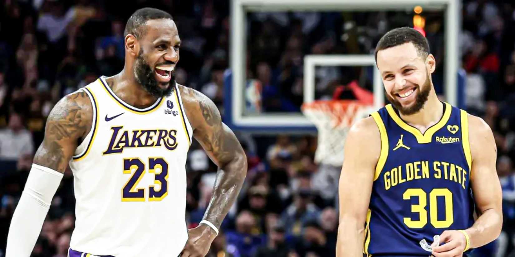 LeBron James of the Los Angeles Lakers and Stephen Curry of the Golden State Warriors