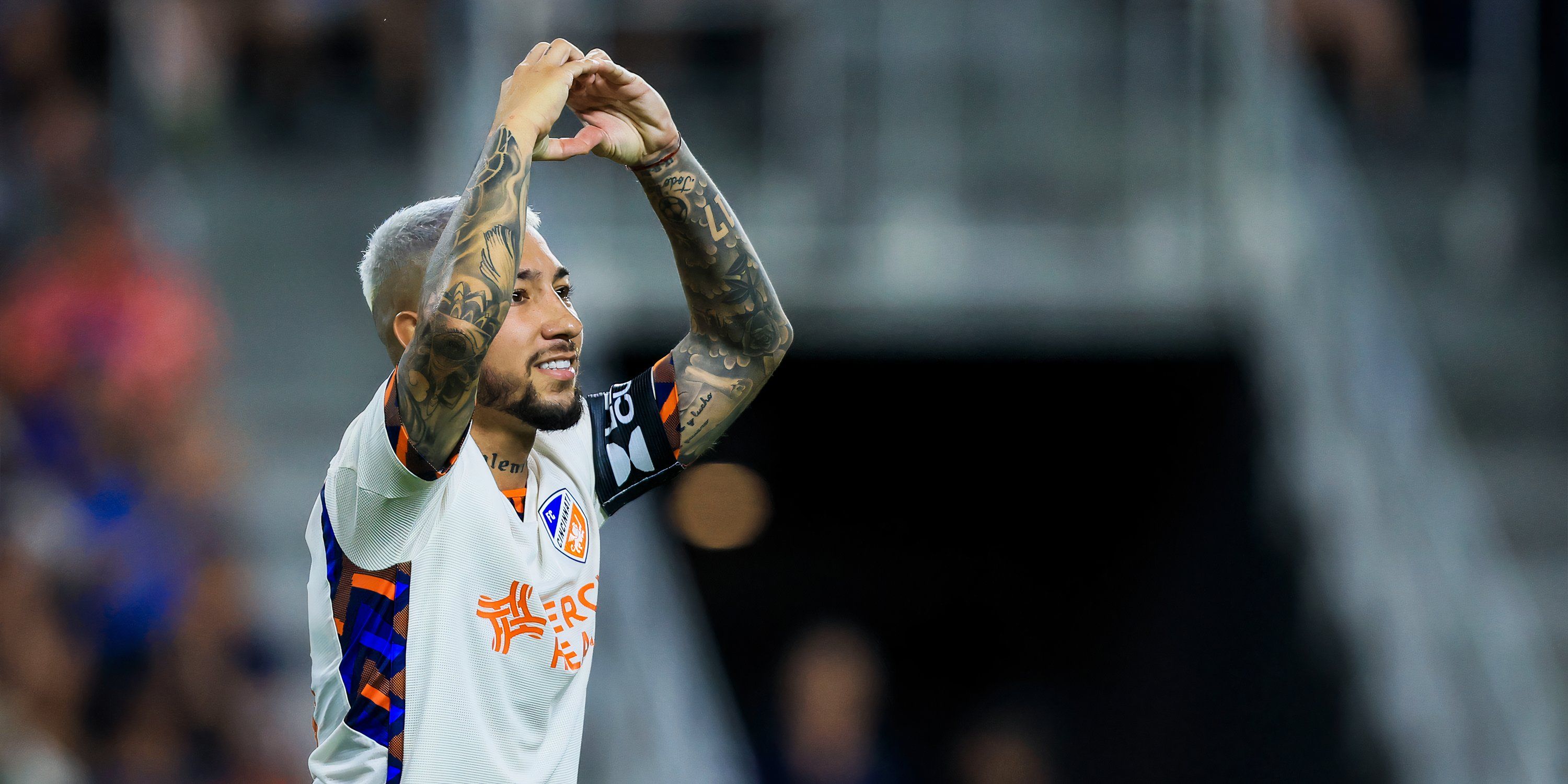 Lucho Acosta celebrates a goal for FC Cincinnati