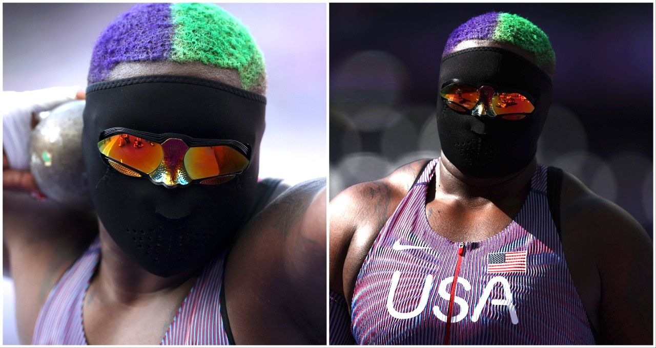 Why American Shot Putter Wears Full Face Mask at the Olympics