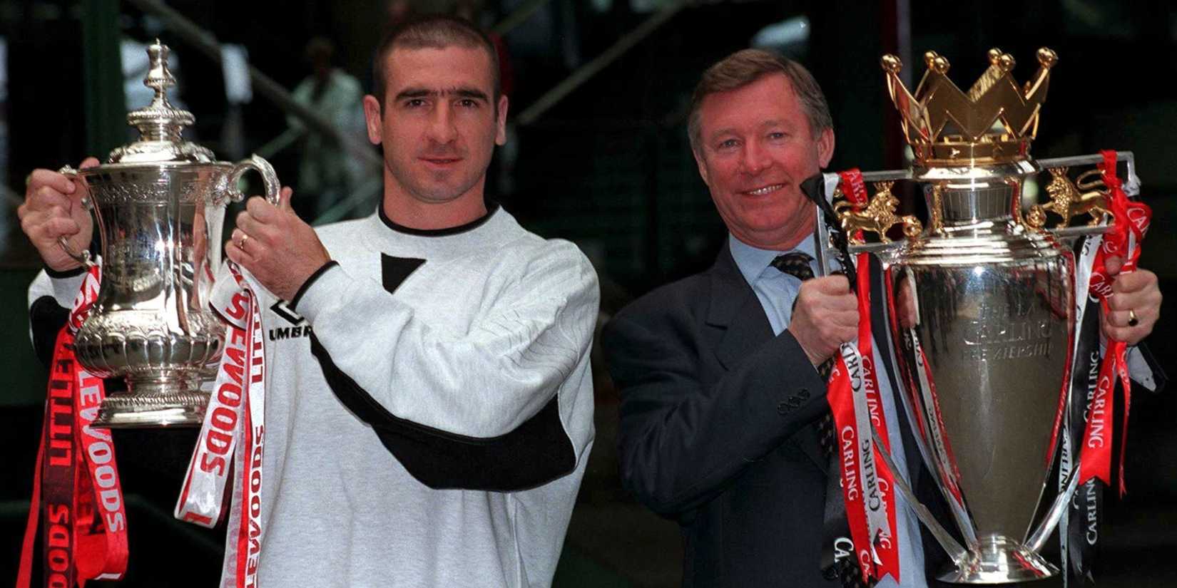 Eric Cantona and Sir Alex Ferguson.