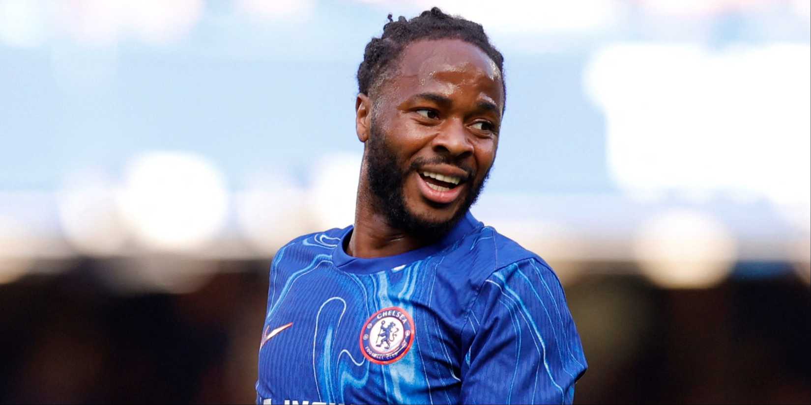 Chelsea winger Raheem Sterling in action