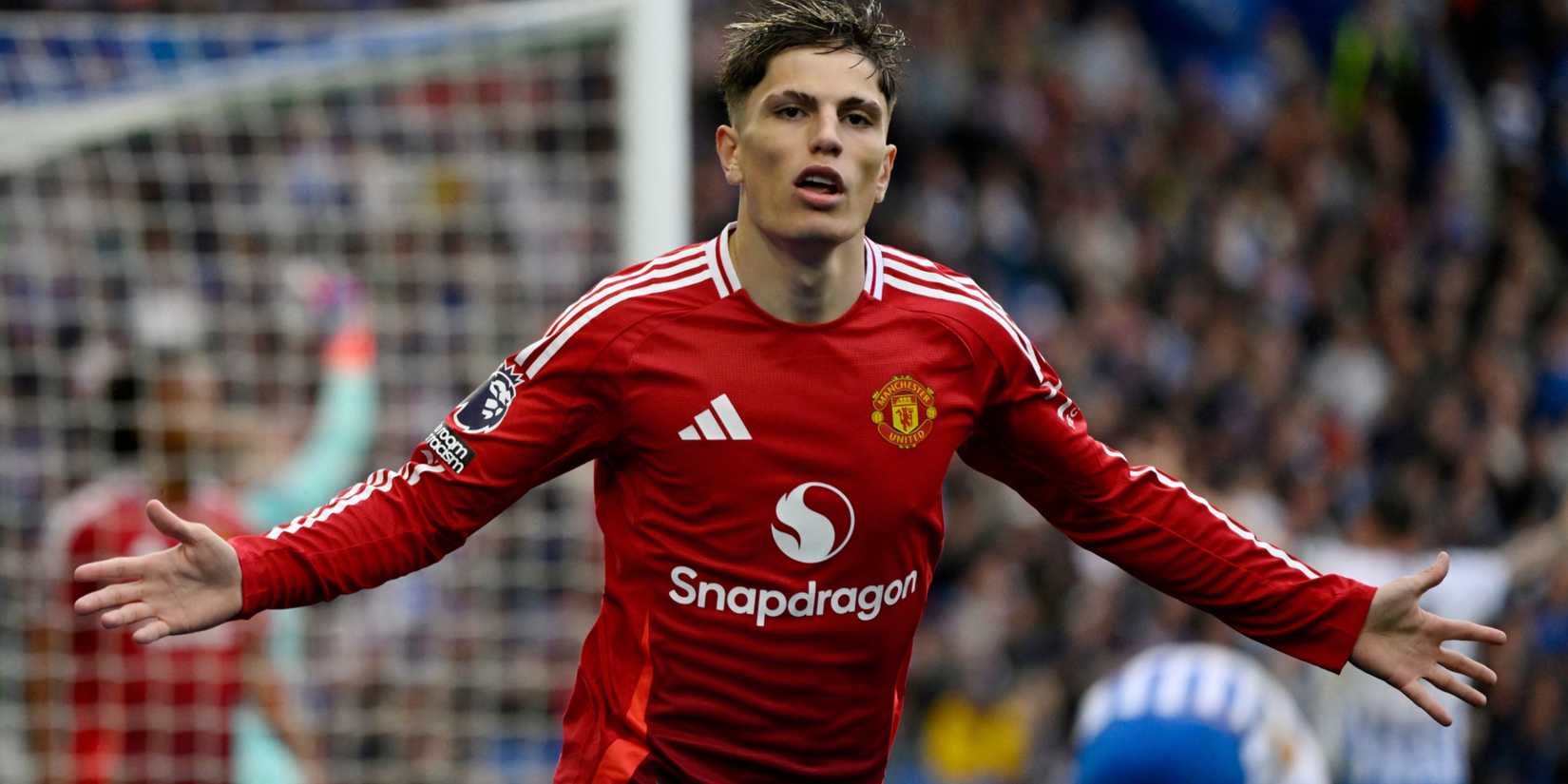 Alejandro Garnacho celebrating after scoring for Manchester United