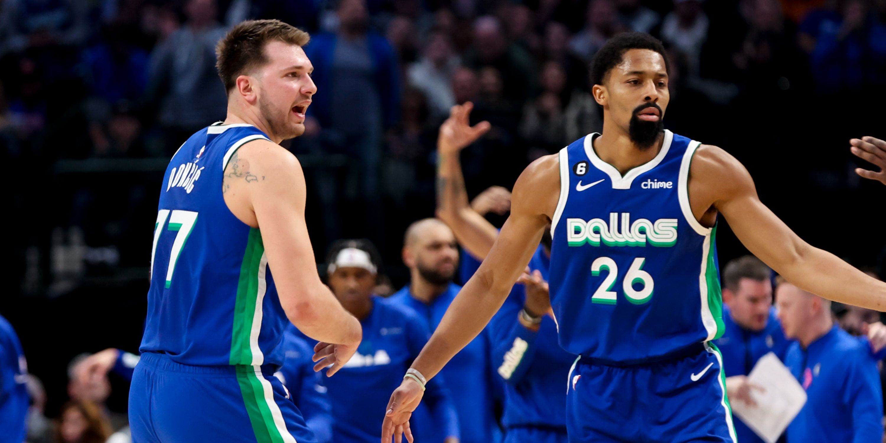 Luka Doncic and Spencer Dinwiddie