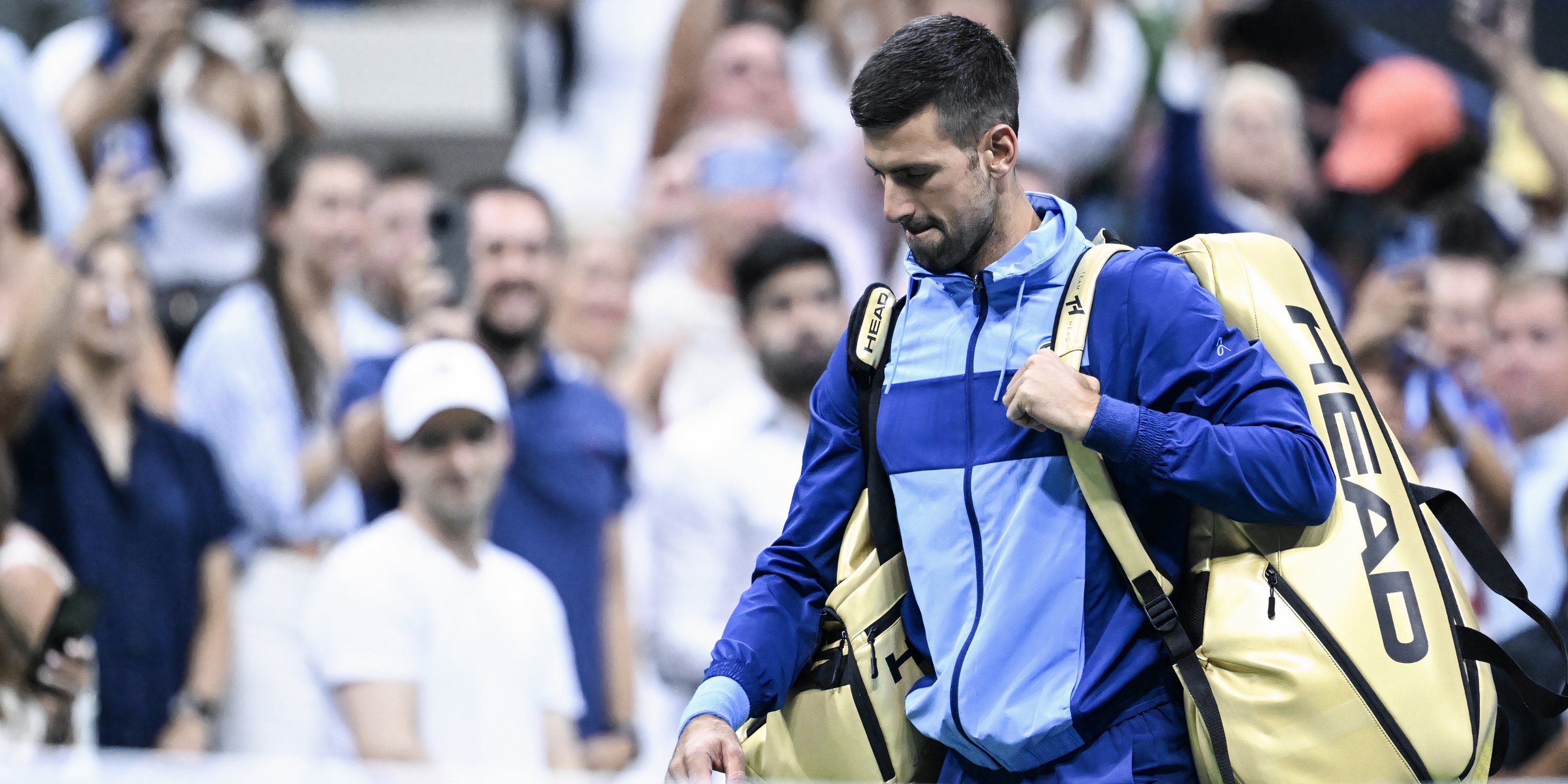 Novak Djokovic enters the court at the 2024 US Open