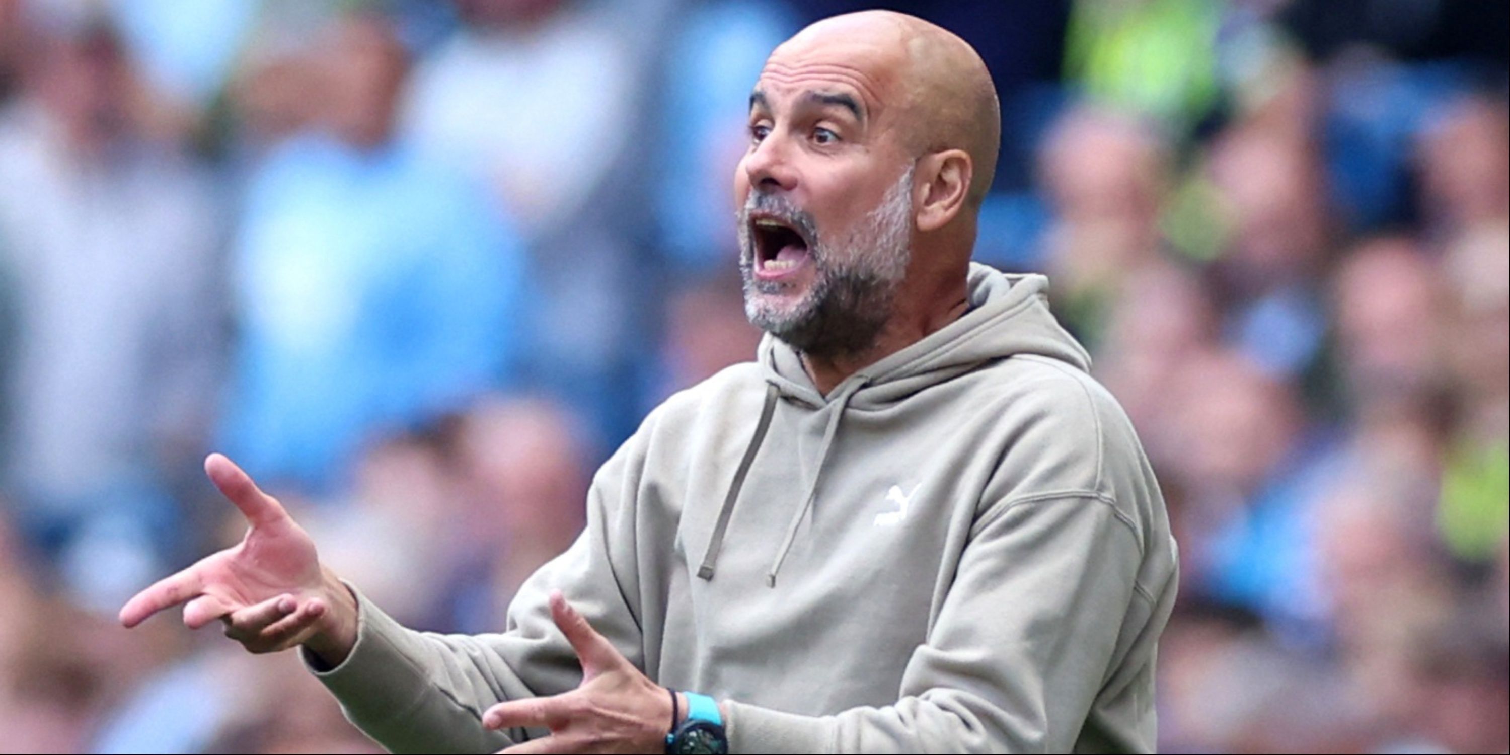 Manchester City boss Pep Guardiola on the touchline