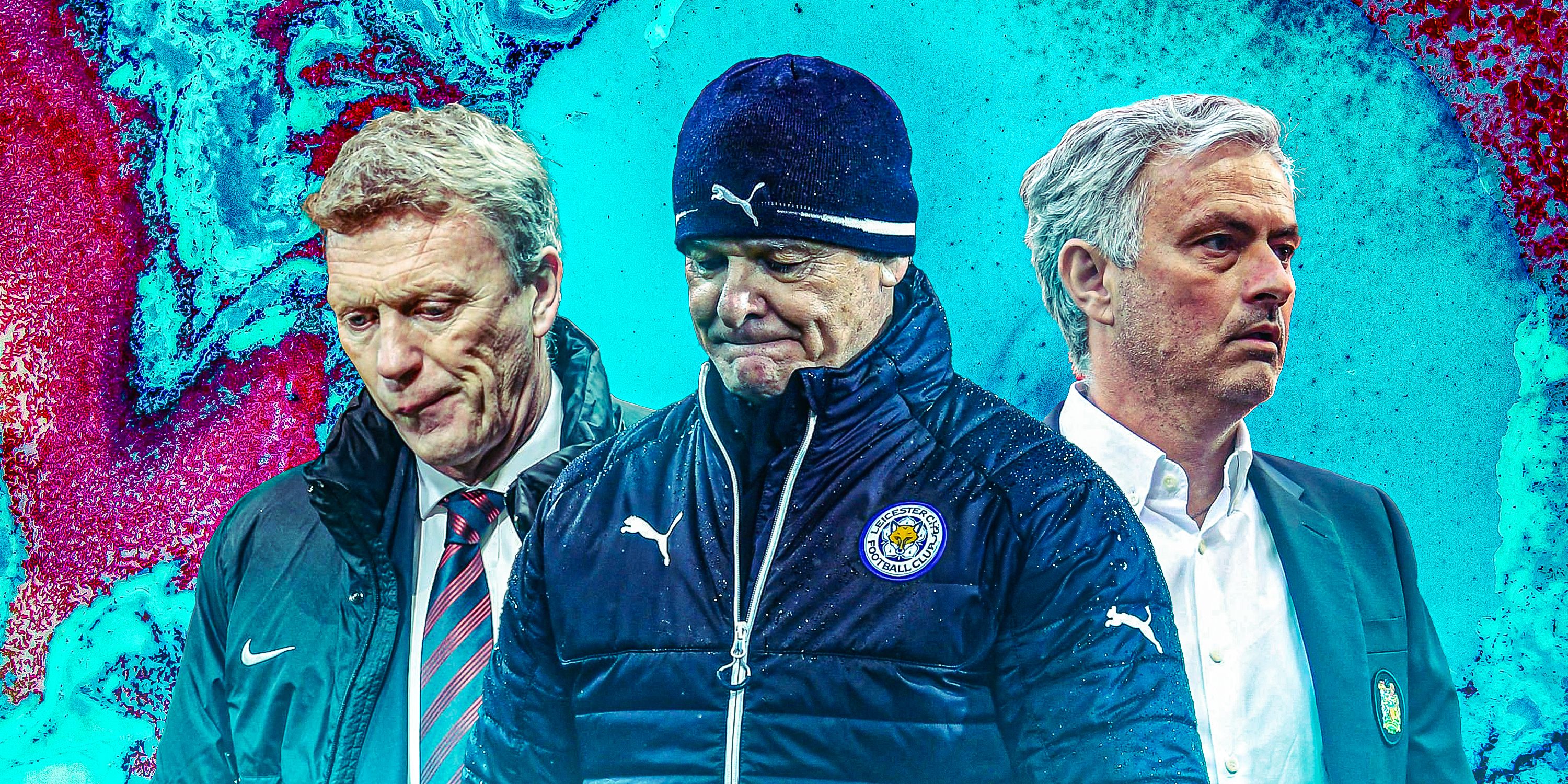 David Moyes, Claudio Ranieri and Jose Mourinho in a collage.