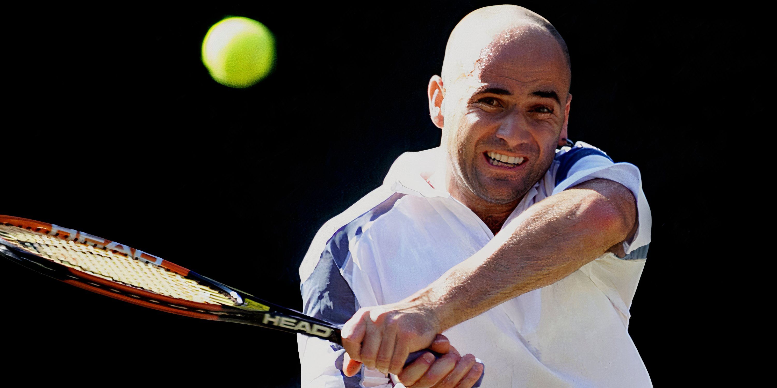 Andre Agassi playing at Wimbledon