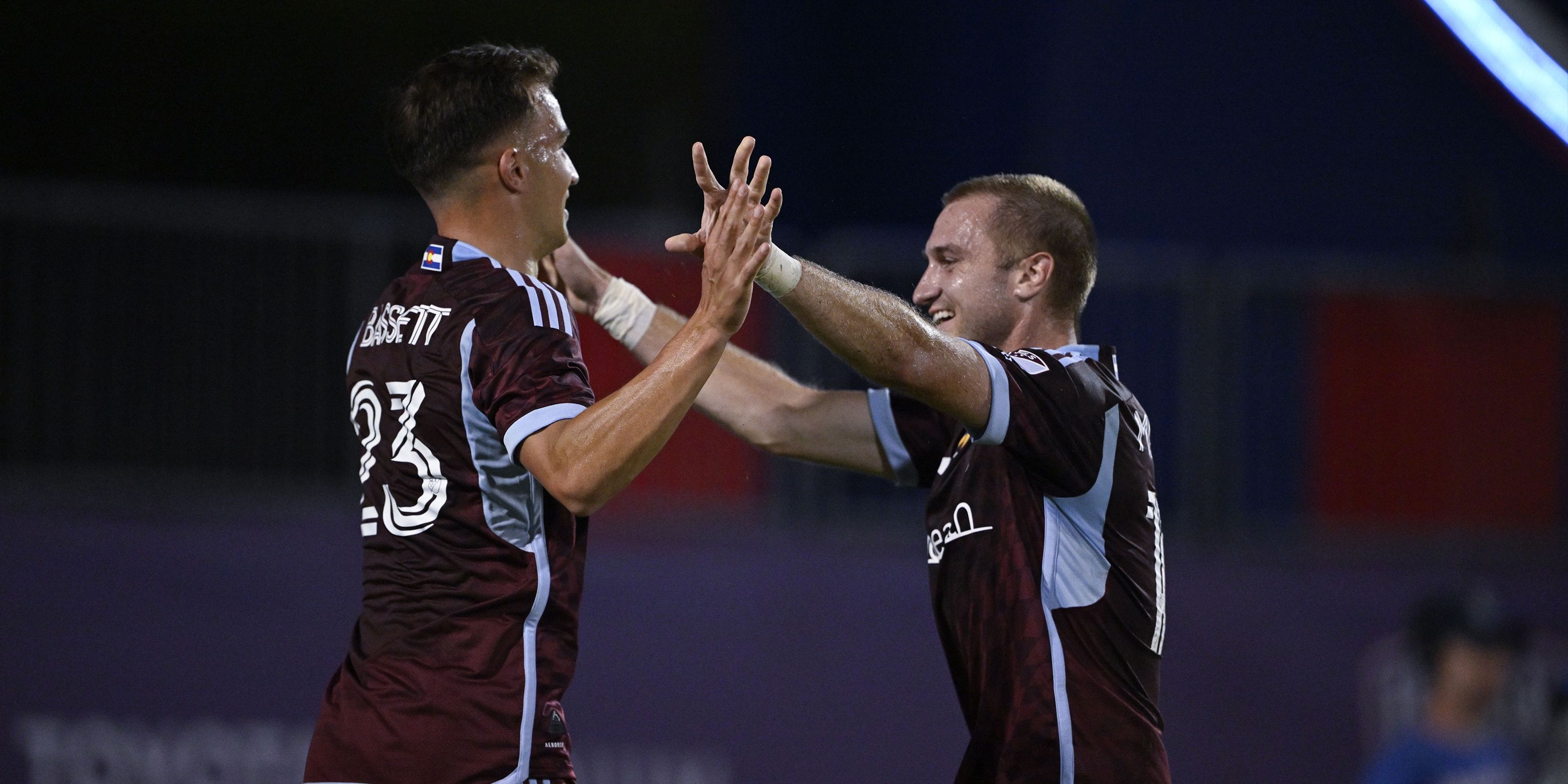 Cole Bassett and Djordje Mihailovic Celebrate a goal for the Colorado Rapids