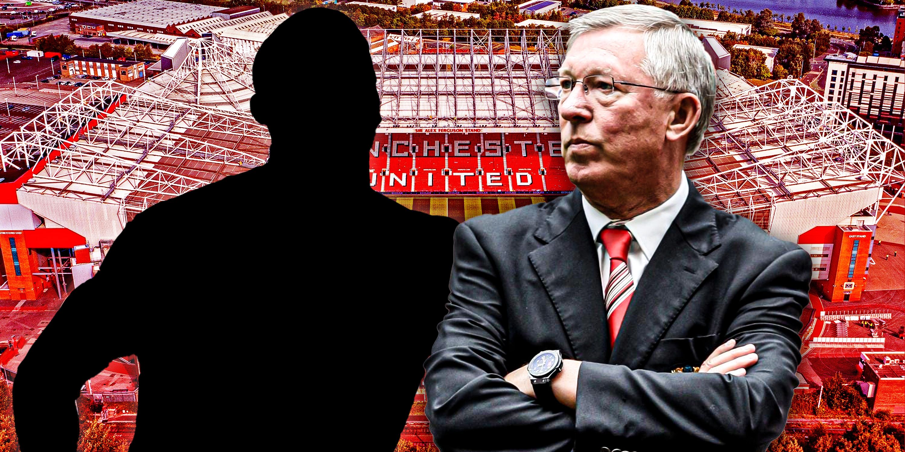 Sir Alex Ferguson with outline of Vincent Kompany