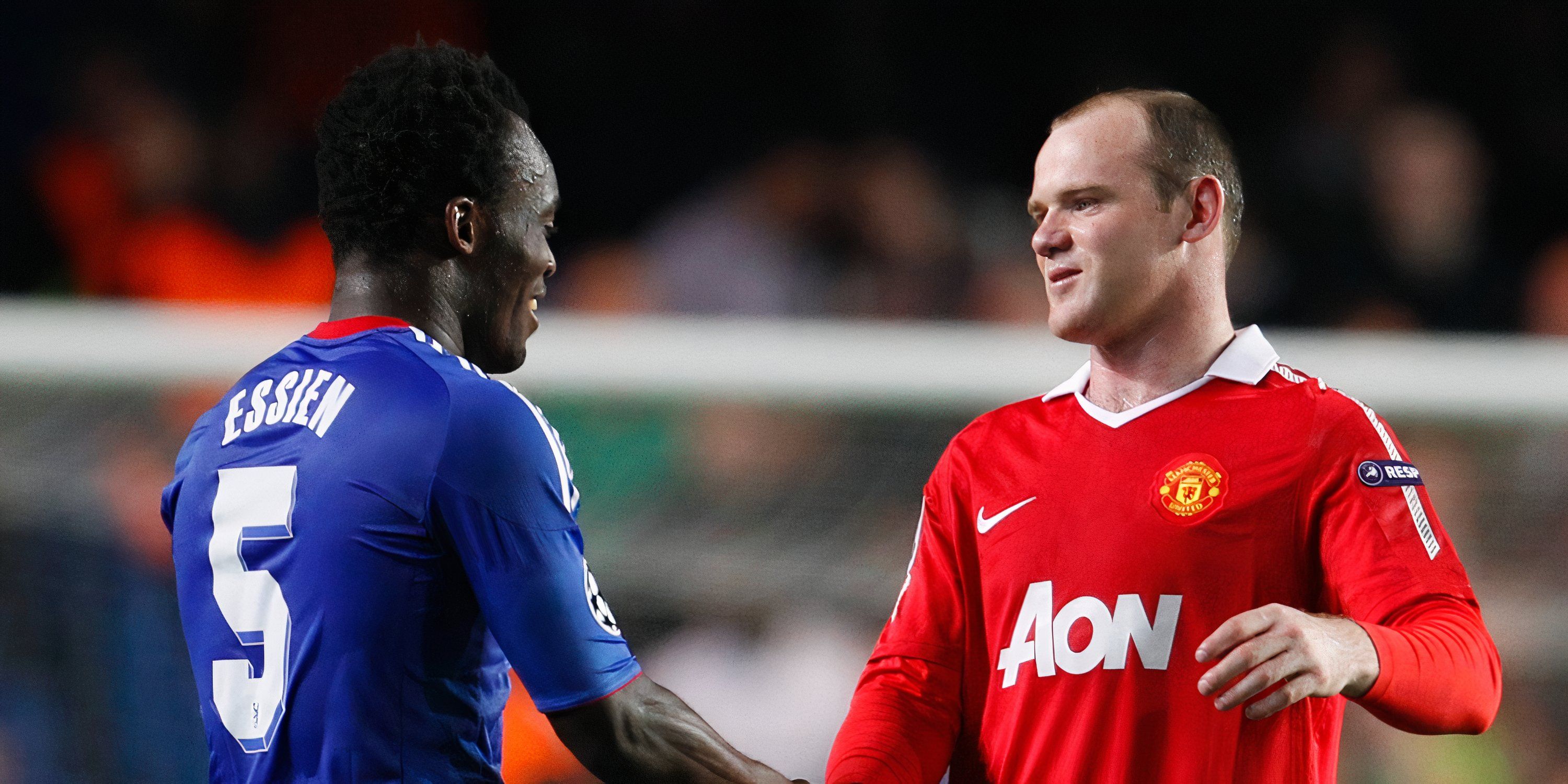 Michael Essien with Wayne Rooney