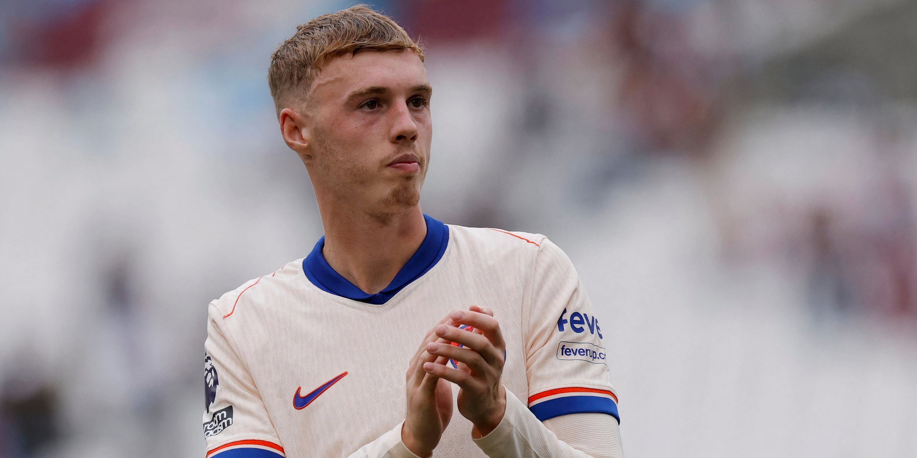 Chelsea's Cole Palmer applauds the travelling fans in an away win at West Ham.