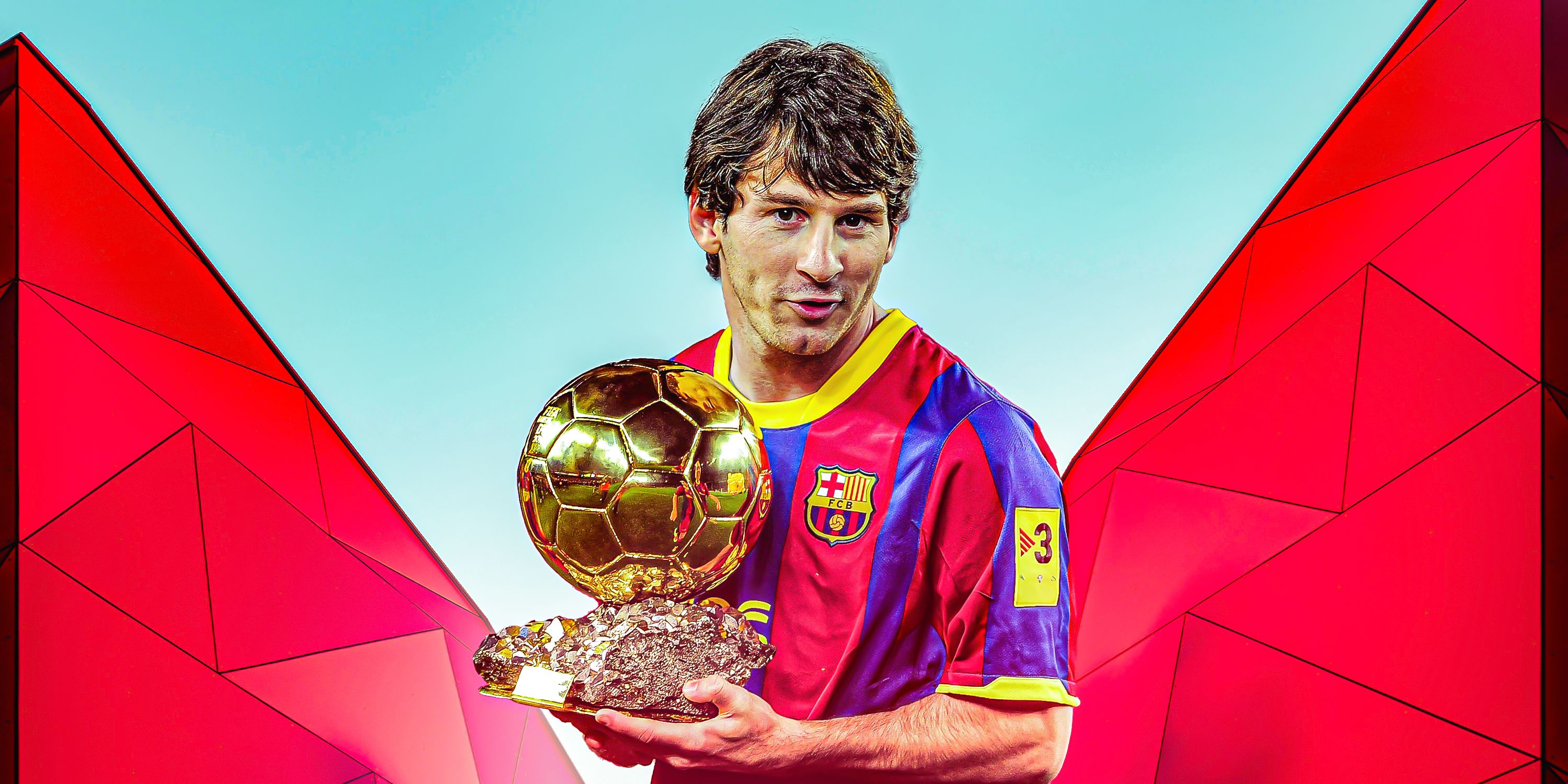 Lionel Messi holding 2010 Ballon d'Or