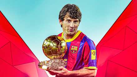 Lionel Messi holding 2010 Ballon d'Or