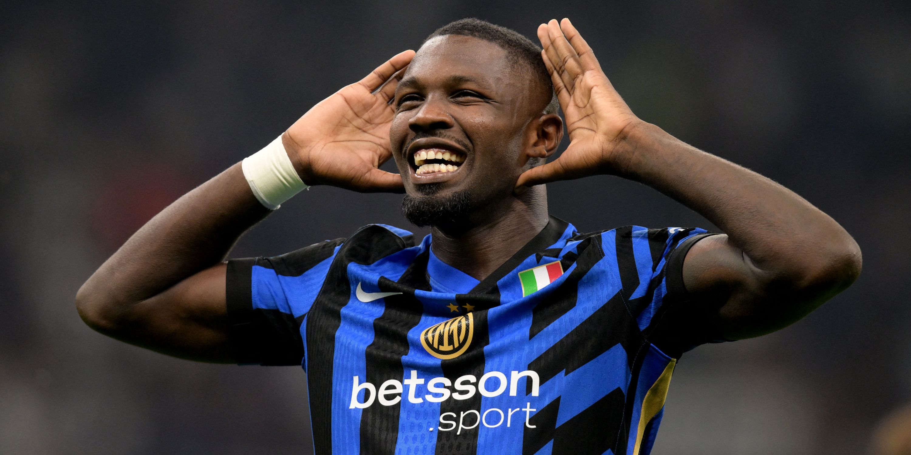 Marcus Thuram celebrating for Inter