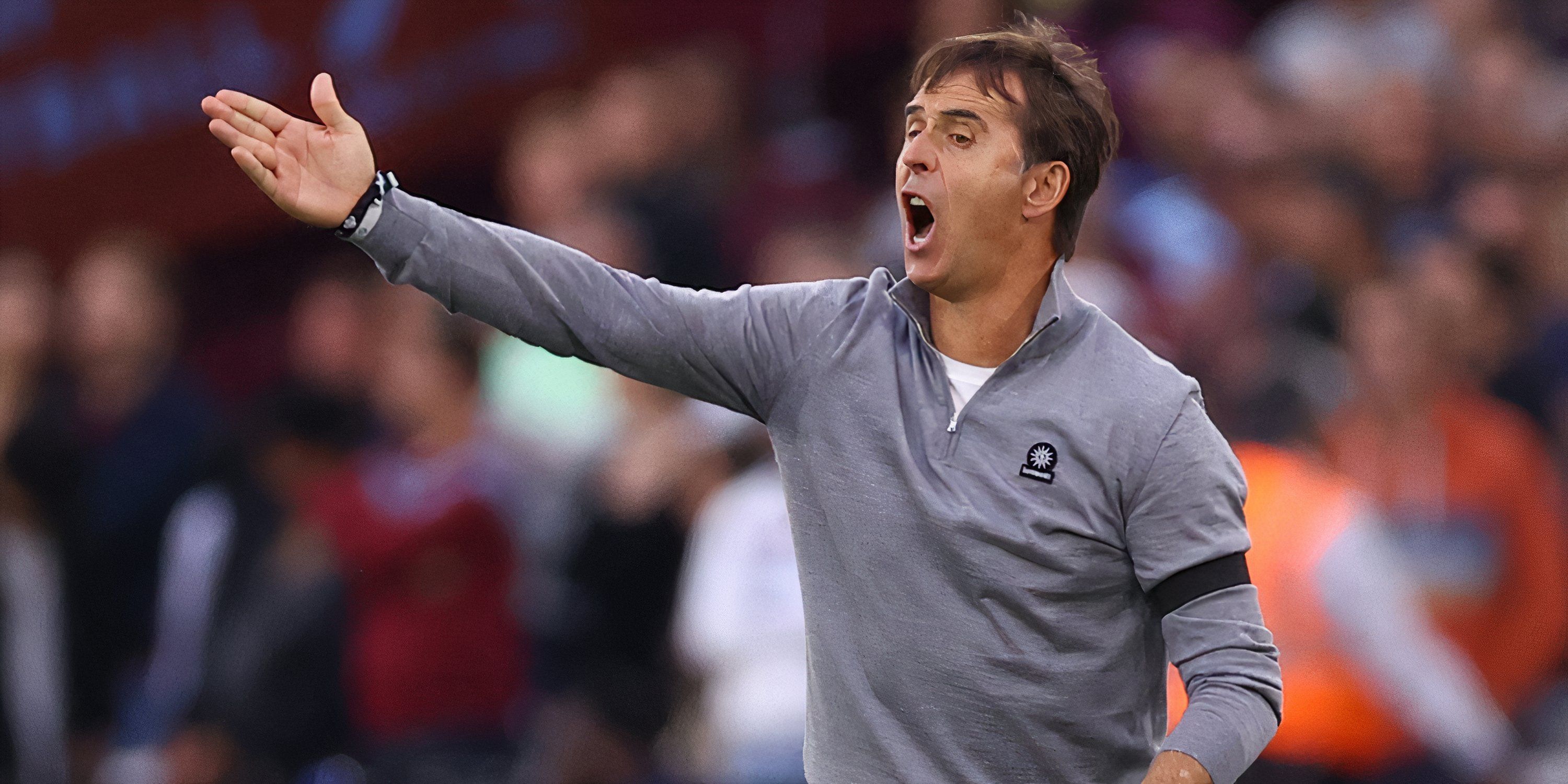 West Ham United head coach Julen Lopetegui shouting instructions from the touchline