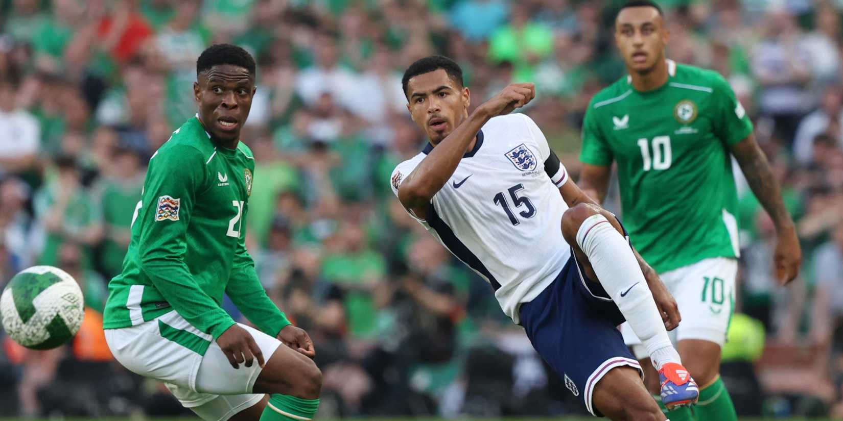 England's Levi Colwill in action with Republic of Ireland's Chiedozie Ogbene
