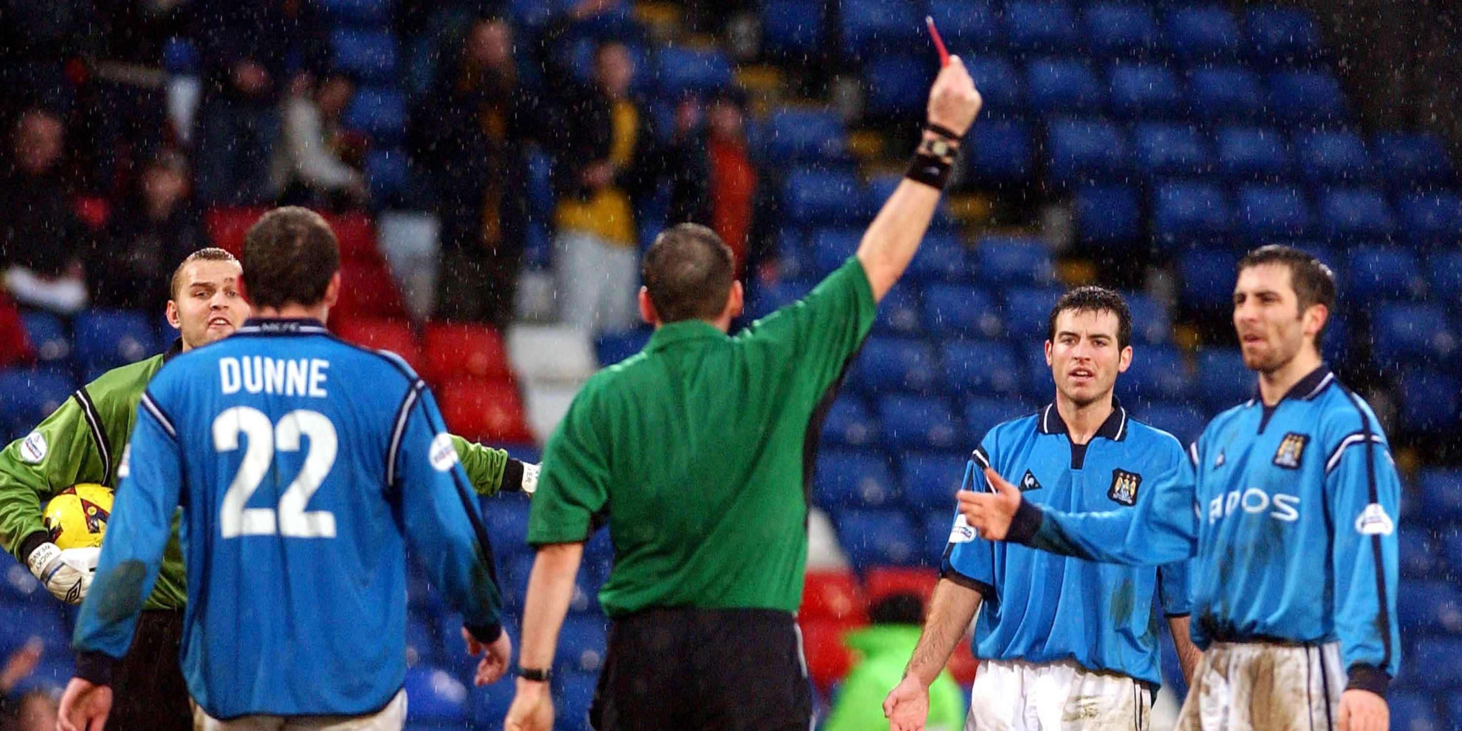 Man City player sent off