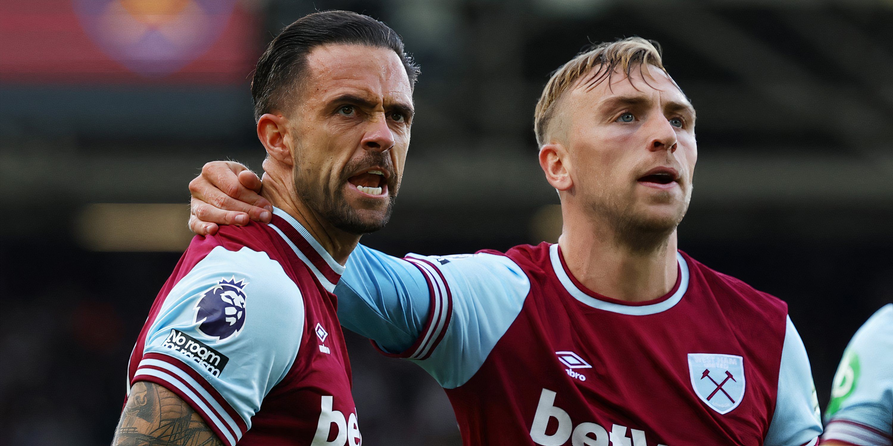 West Ham United striker Danny Ings and winger Jarrod Bowen celebrating