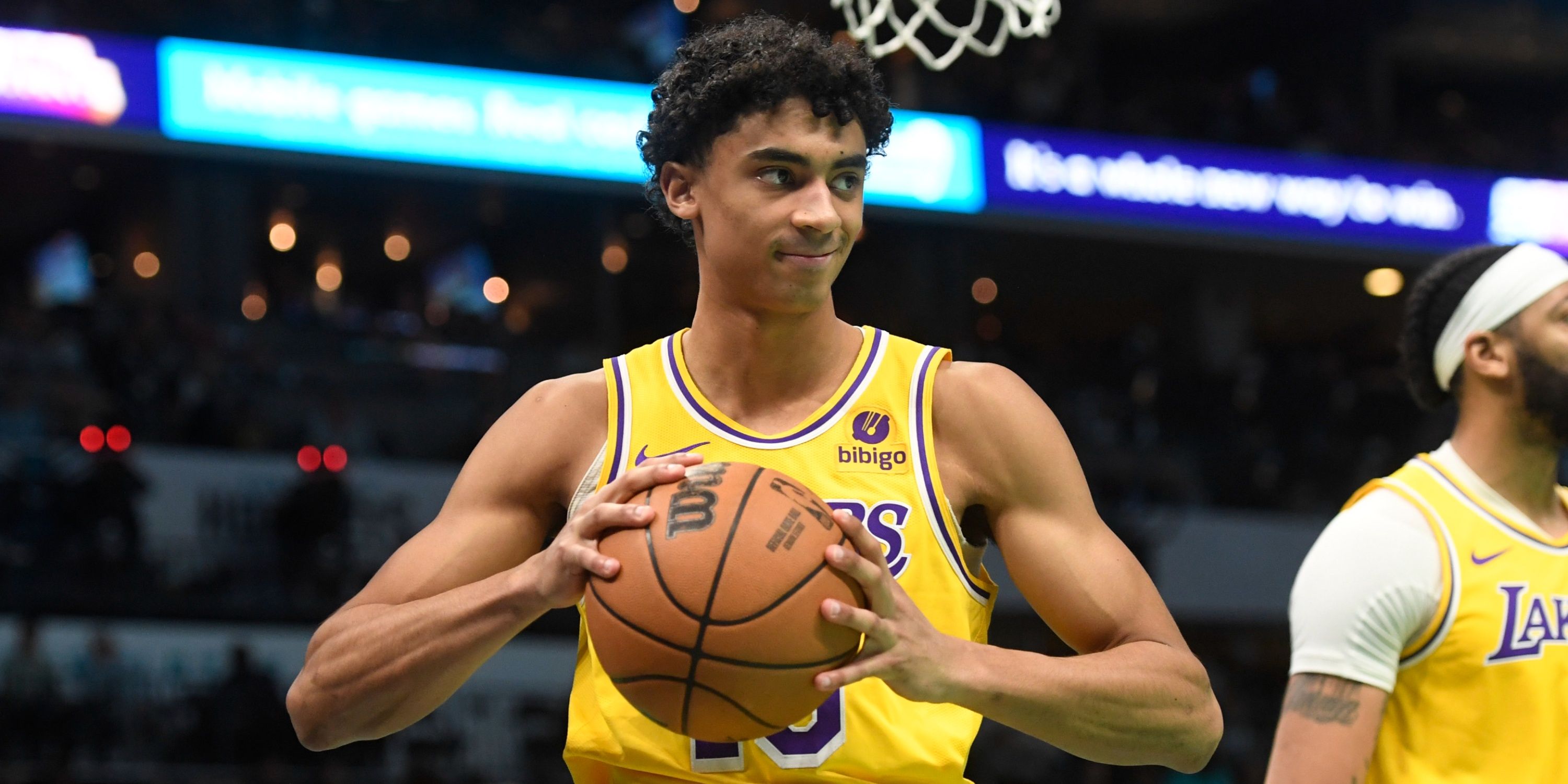 Max Christie of the Los Angles Lakers during an NBA game.