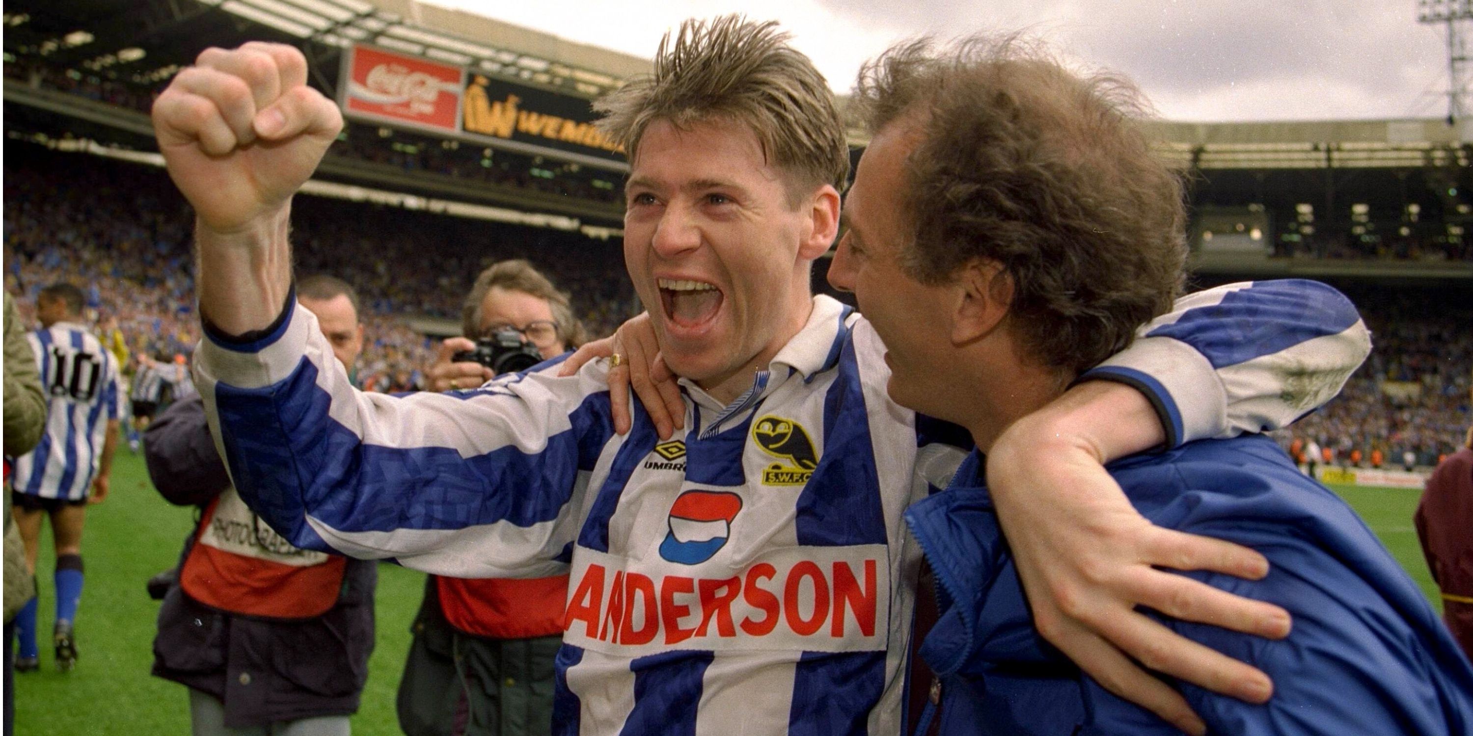 Chris Waddle celebrates Sheffield Wednesday's 1993 FA Cup semi-final win