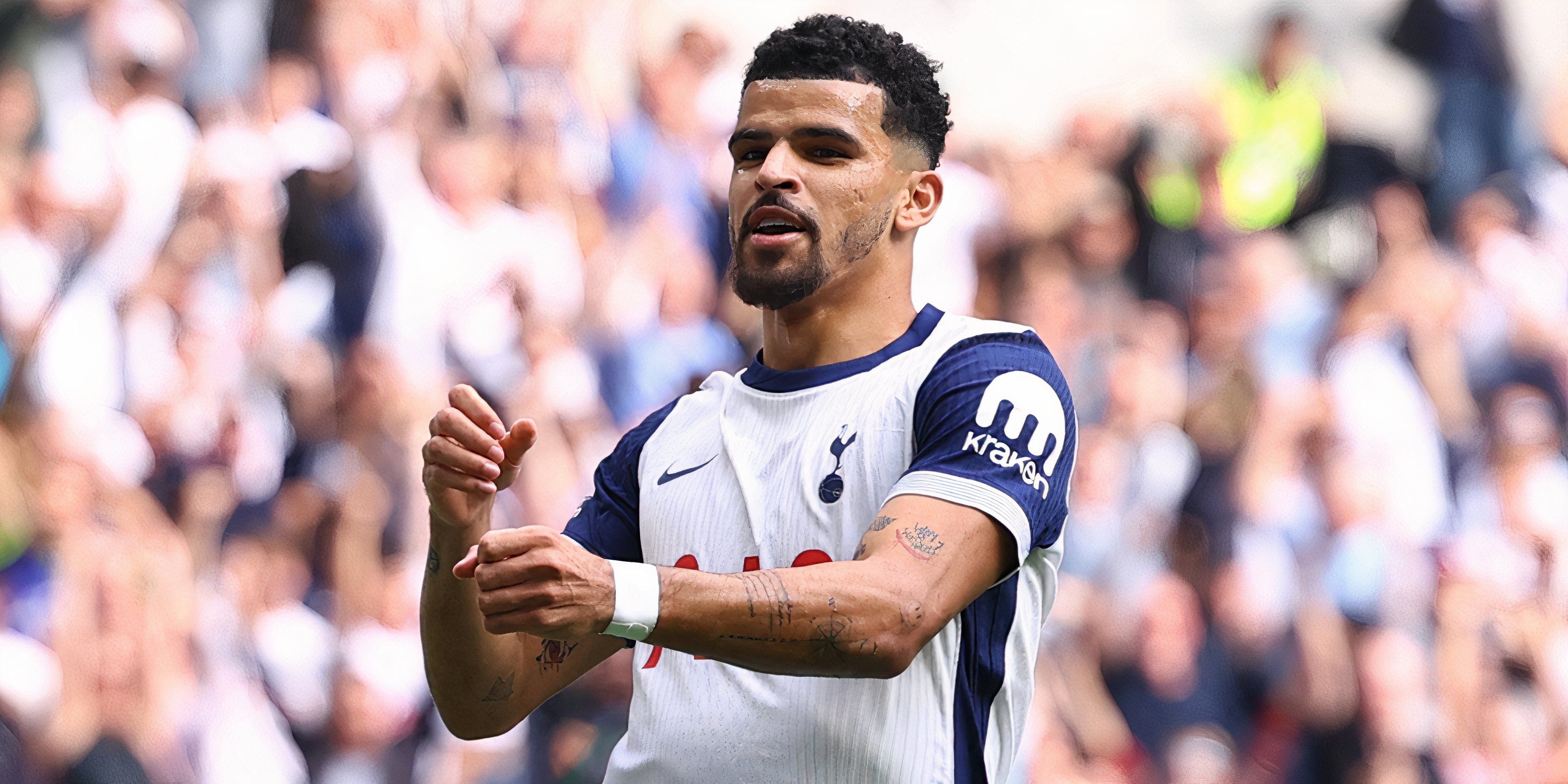 Tottenham Hotspur striker Dominic Solanke celebrating