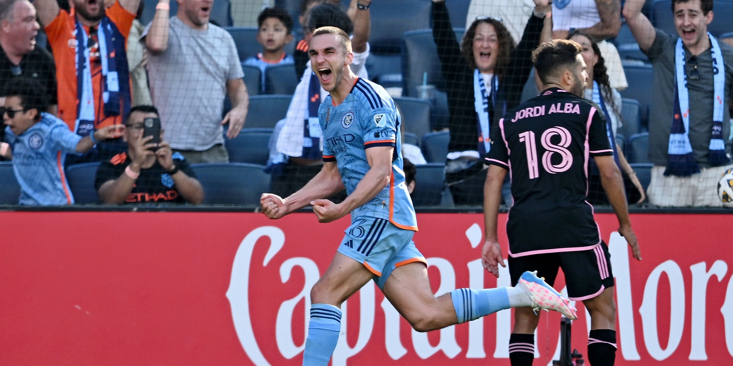 NYCFC midfielder James Sands scores a late equalizer against Inter Miami
