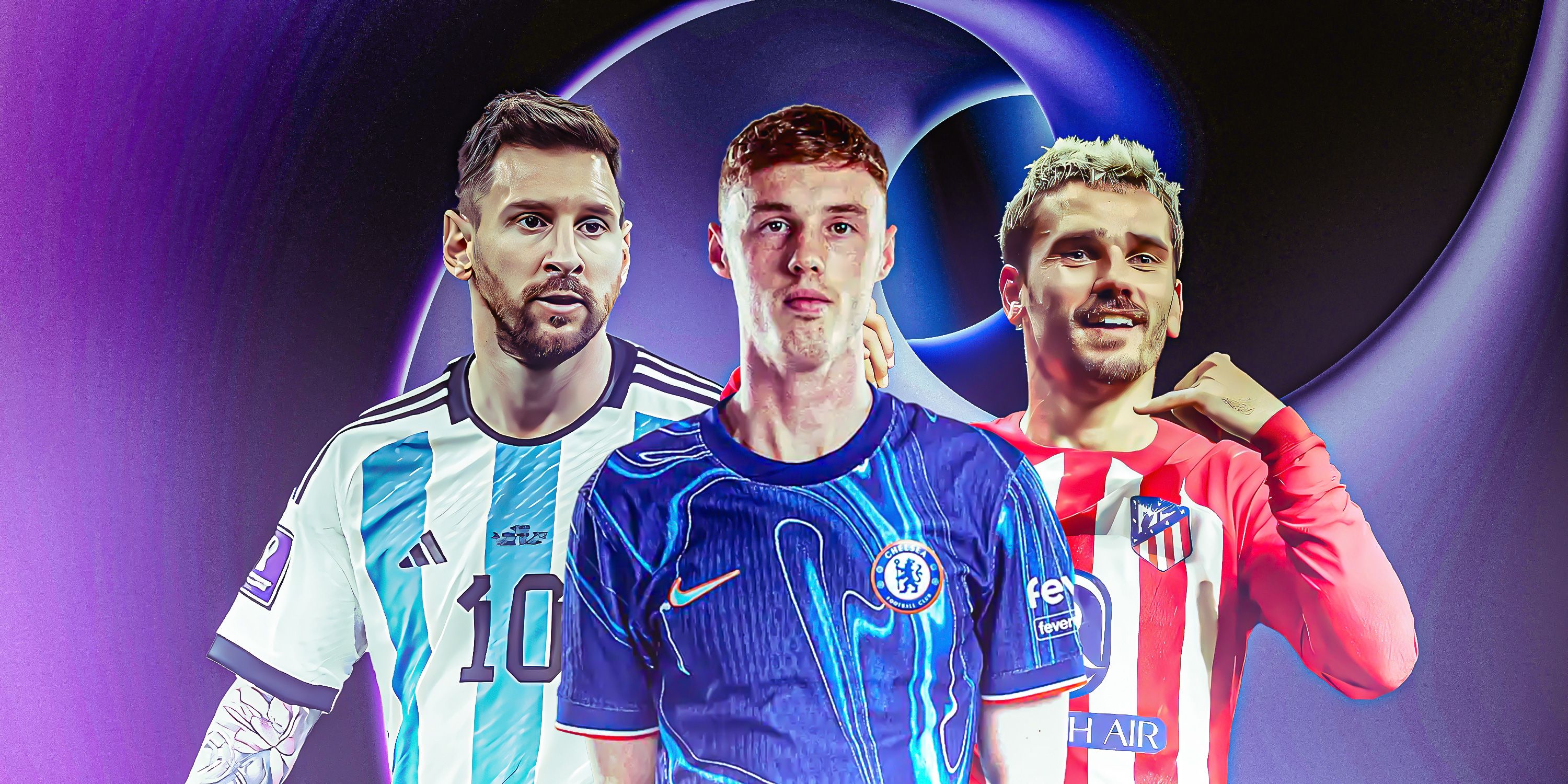 Cole Palmer (Chelsea), Lionel Messi (Argentina), and Antoine Griezmann (Atletico Madrid) 