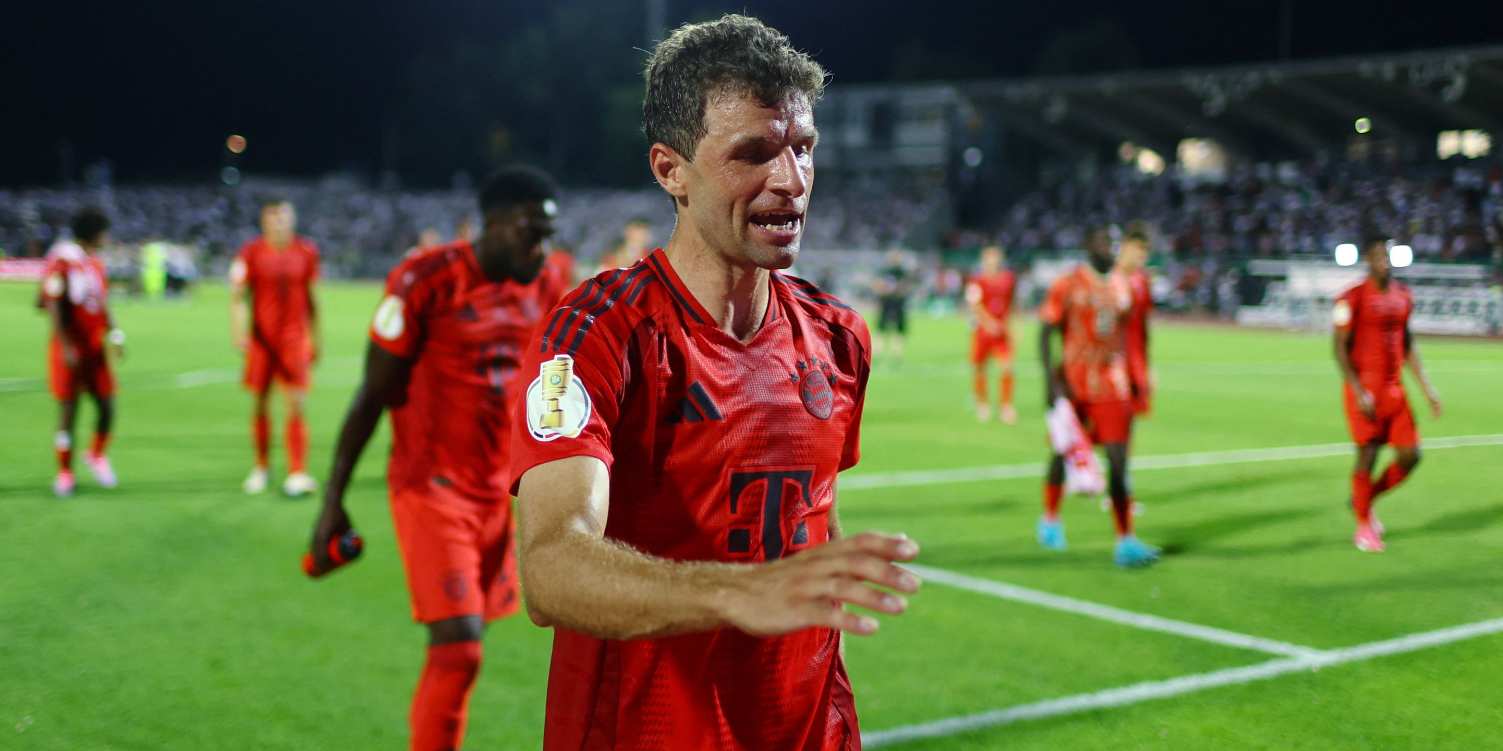 Thomas Muller walking off for Bayern Munich