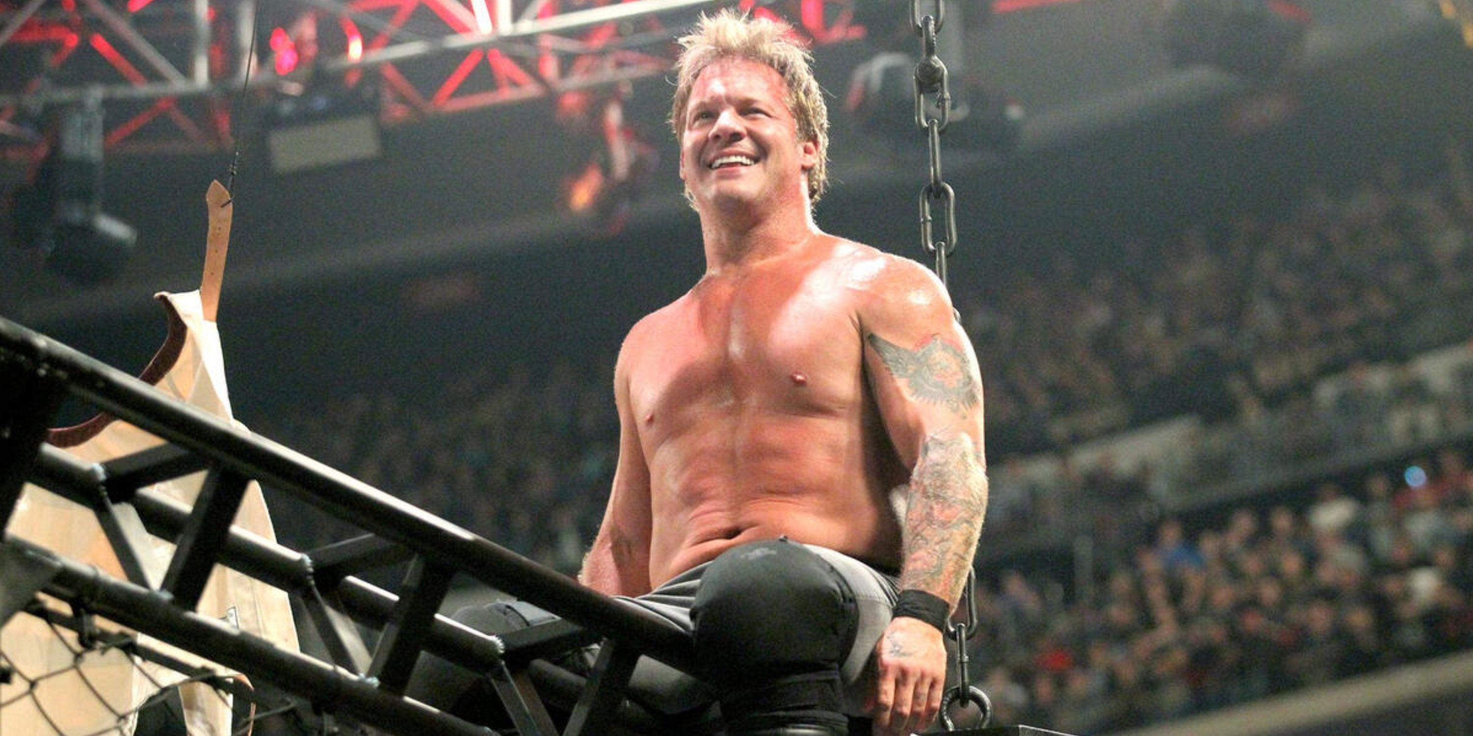 Chris Jericho sat on top of the Ambrose Asylum structure