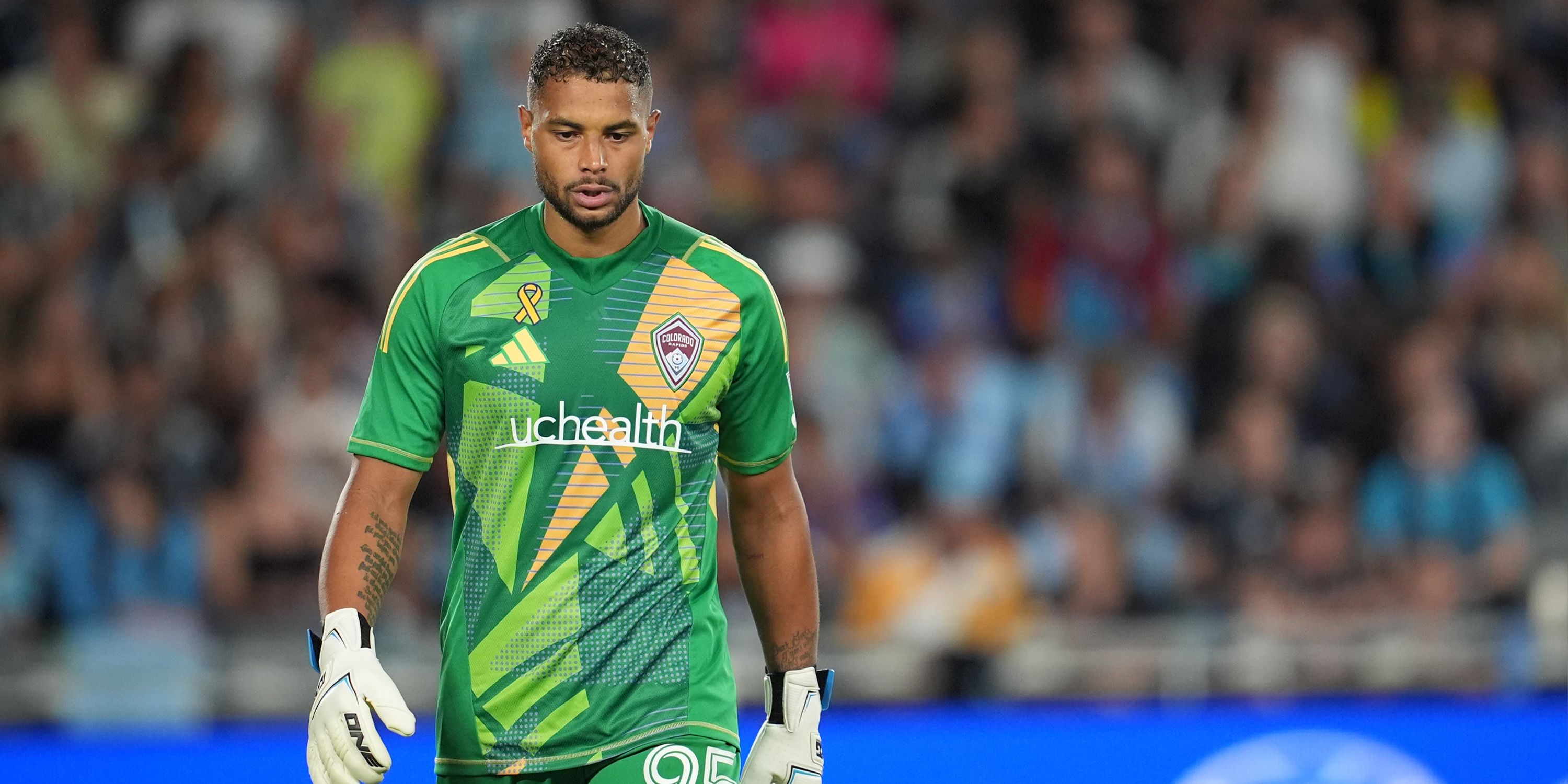 Colorado Rapids goalkeeper Zach Steffen reacts to a 3-0 loss to Minnesota United