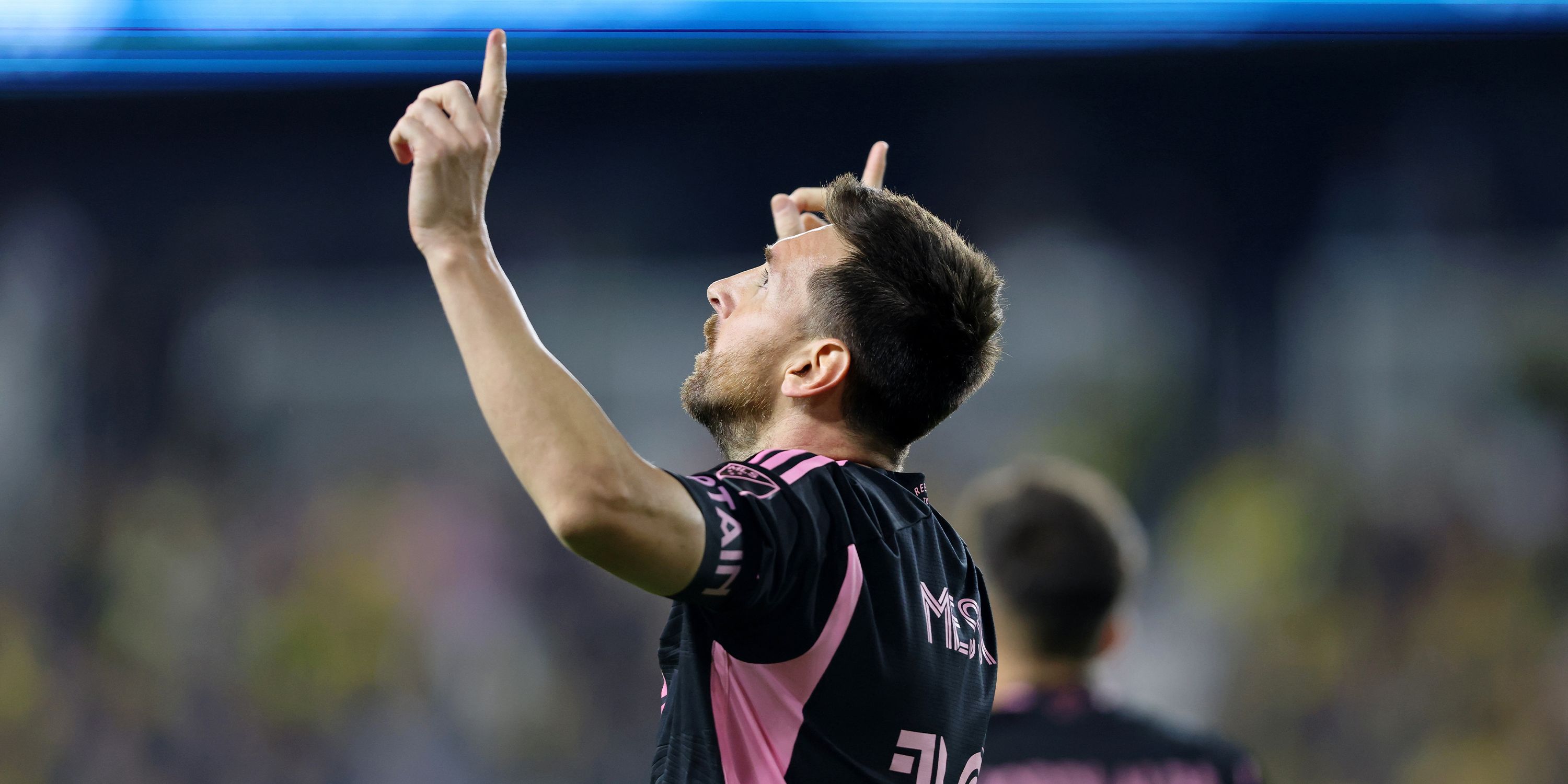 Lionel Messi celebrates a goal for Inter Miami CF
