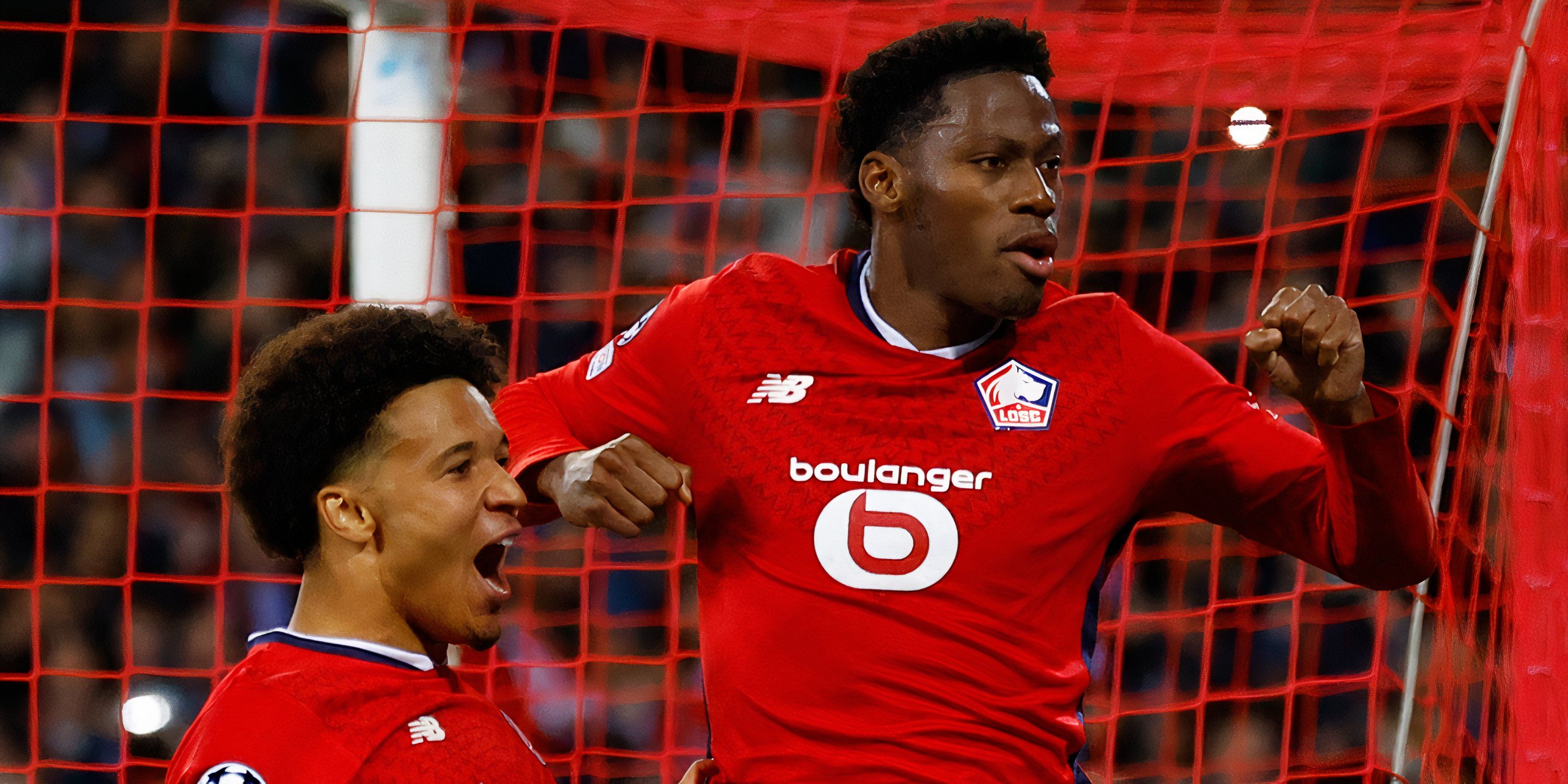 Lille striker Jonathan David celebrating