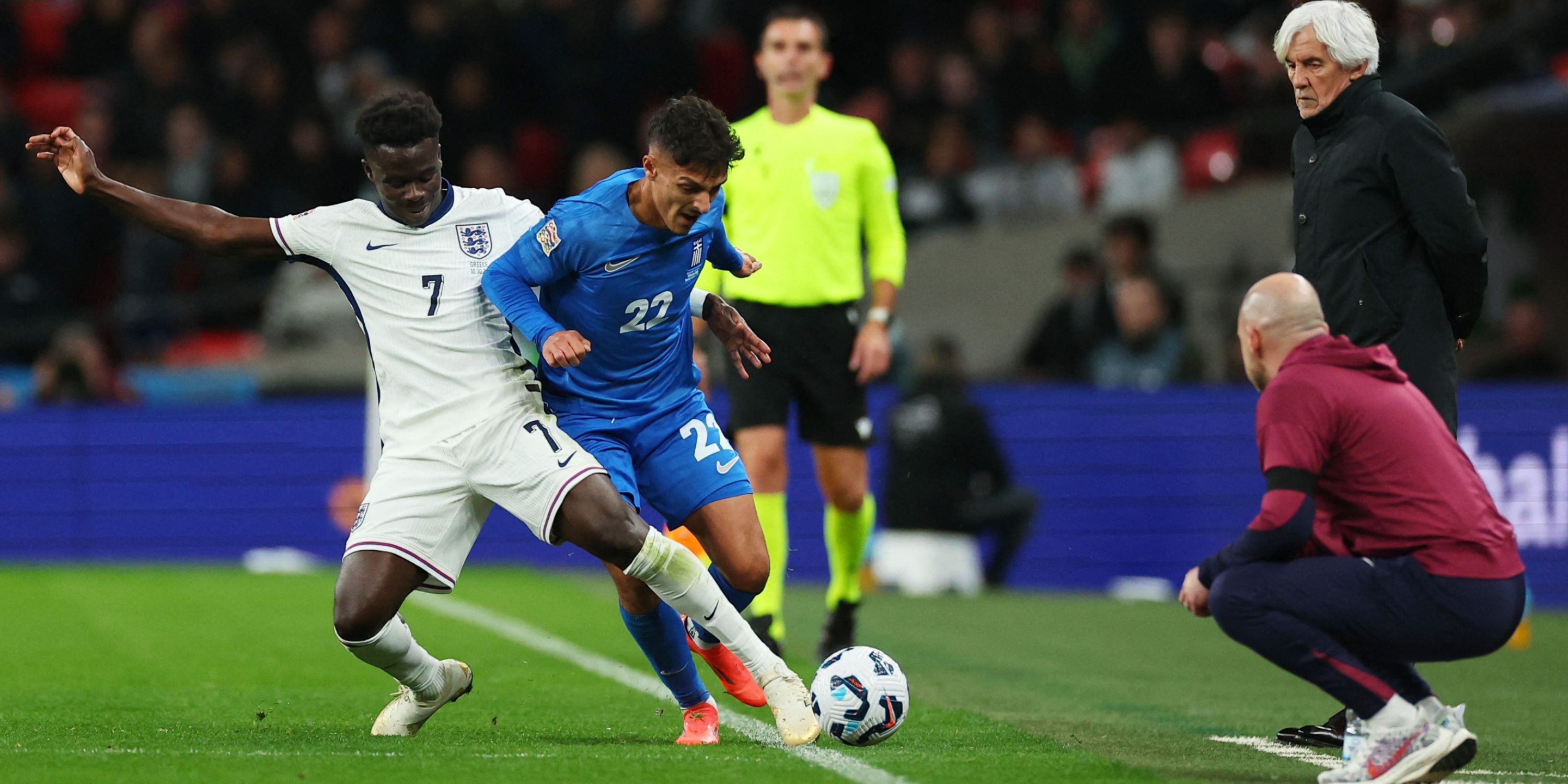 Bukayo Saka playing for England