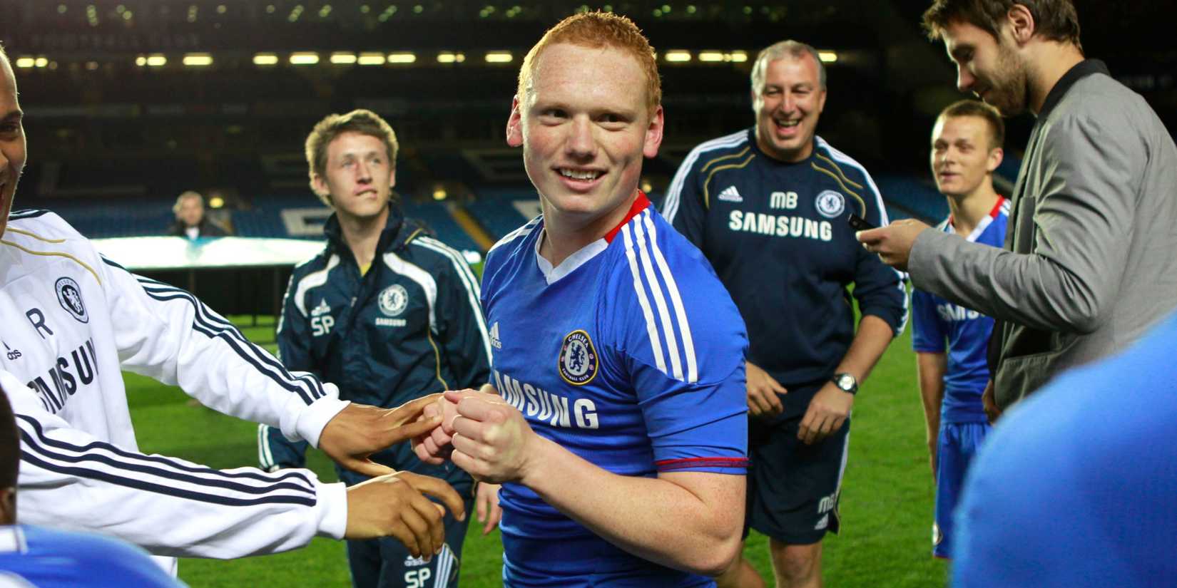 Chelsea's Michael Woods celebrates winning the Barclays Premier Reserve League