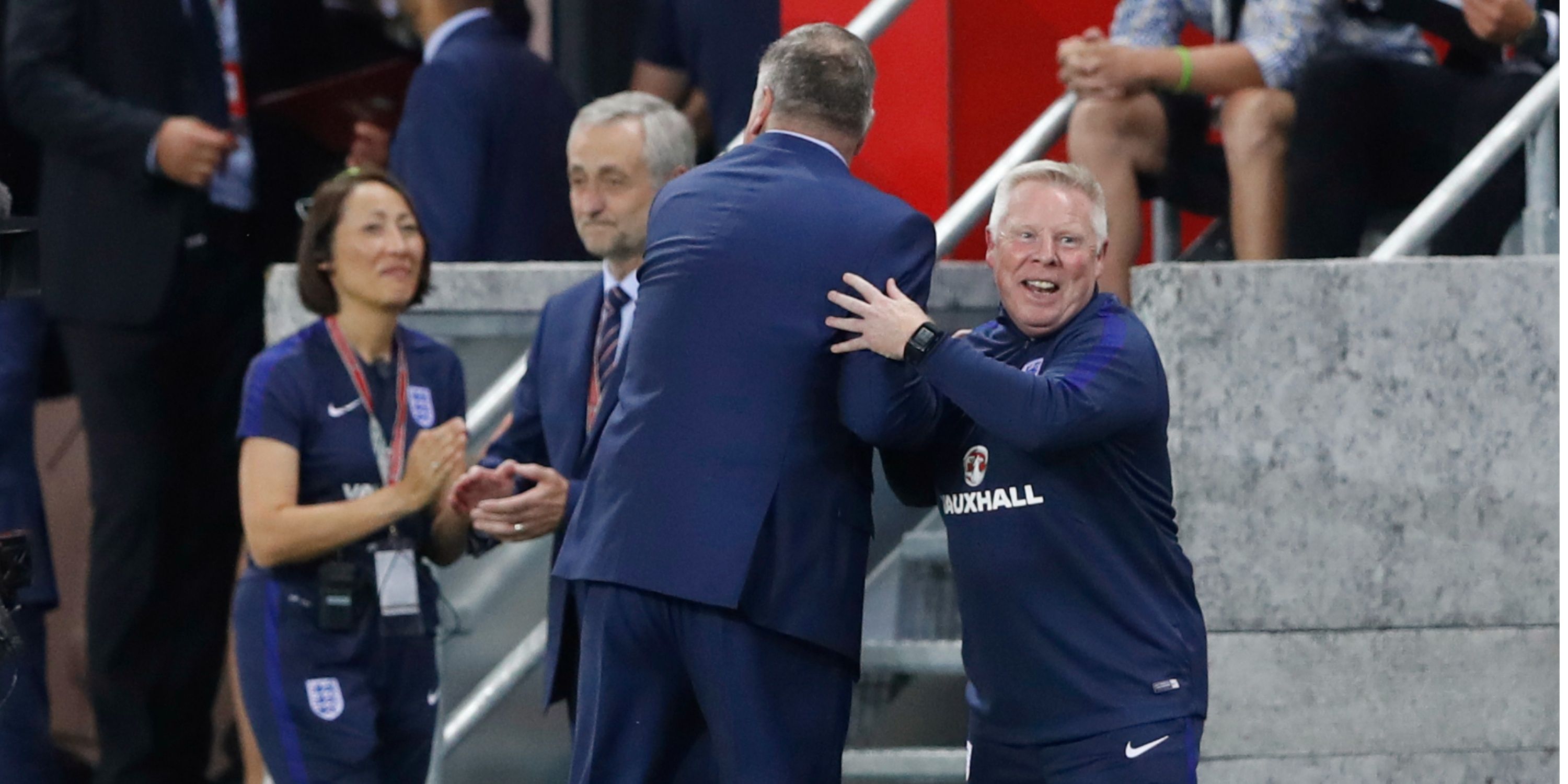 Sammy Lee in the England dug out